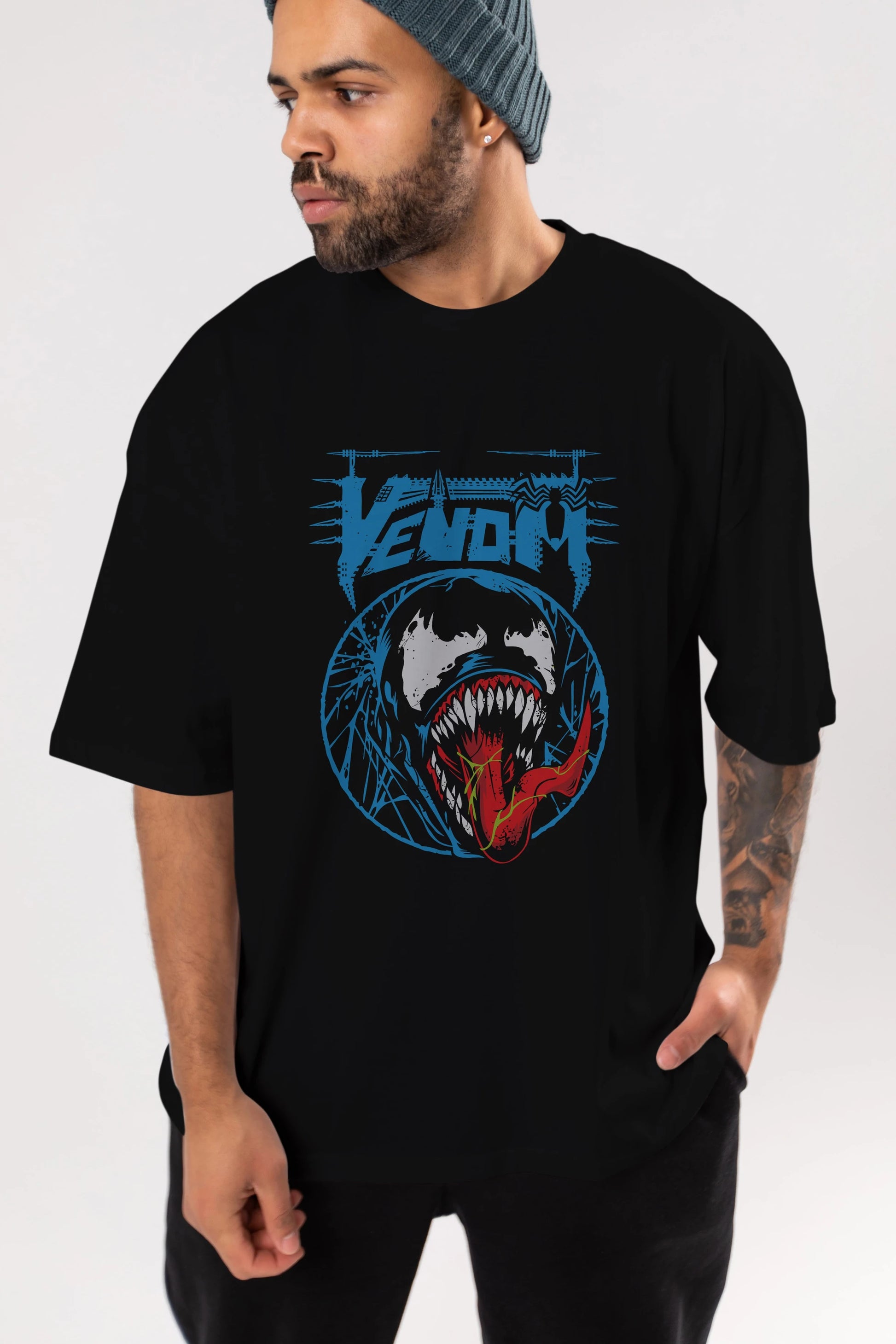 Venom (23) Ön Baskılı Oversize t-shirt Erkek Kadın Unisex %100 Pamuk Bisiklet Yaka tişort