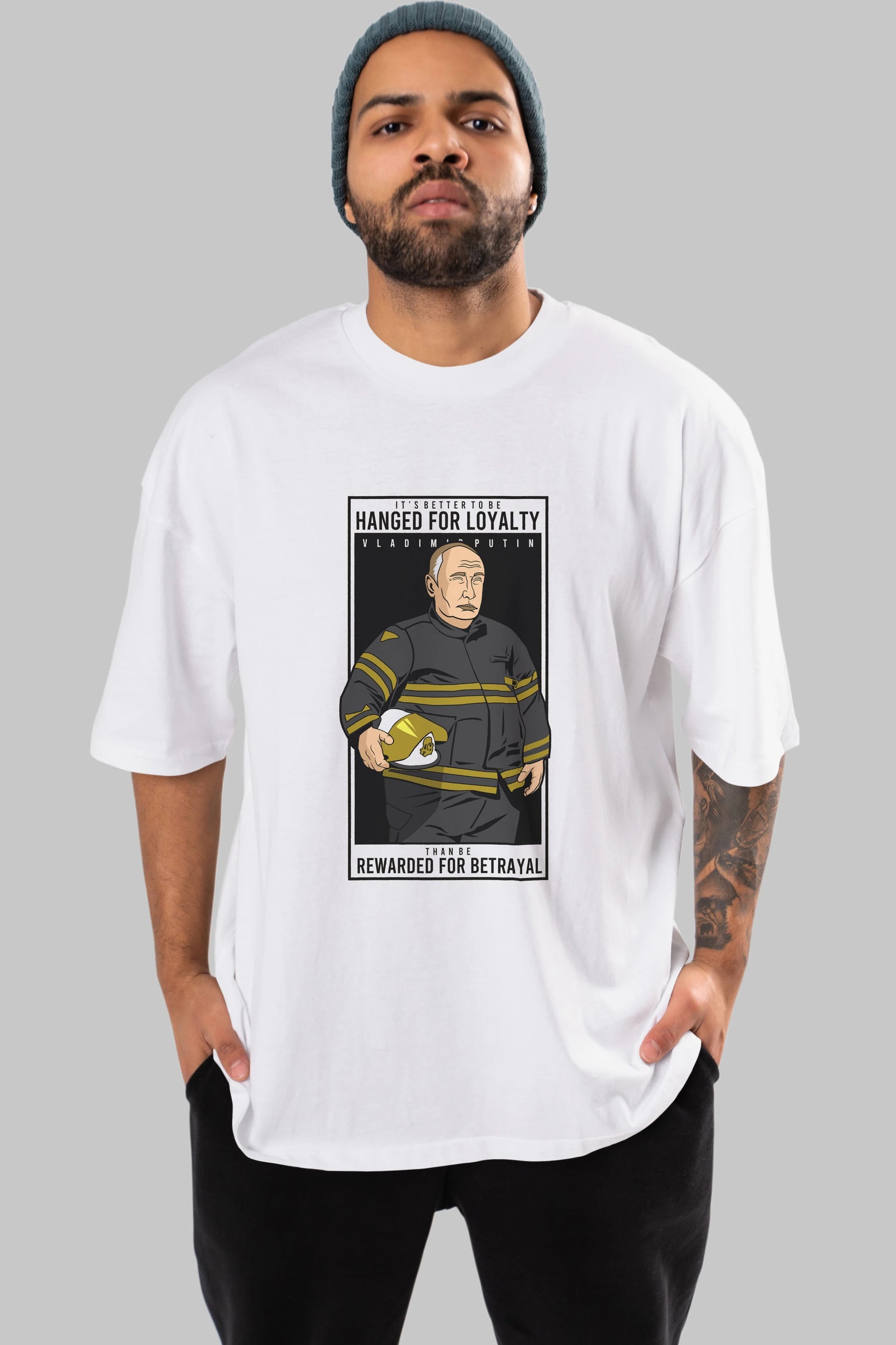 Putin Fireman Ön Baskılı Oversize t-shirt Erkek Kadın Unisex %100 Pamuk tişort
