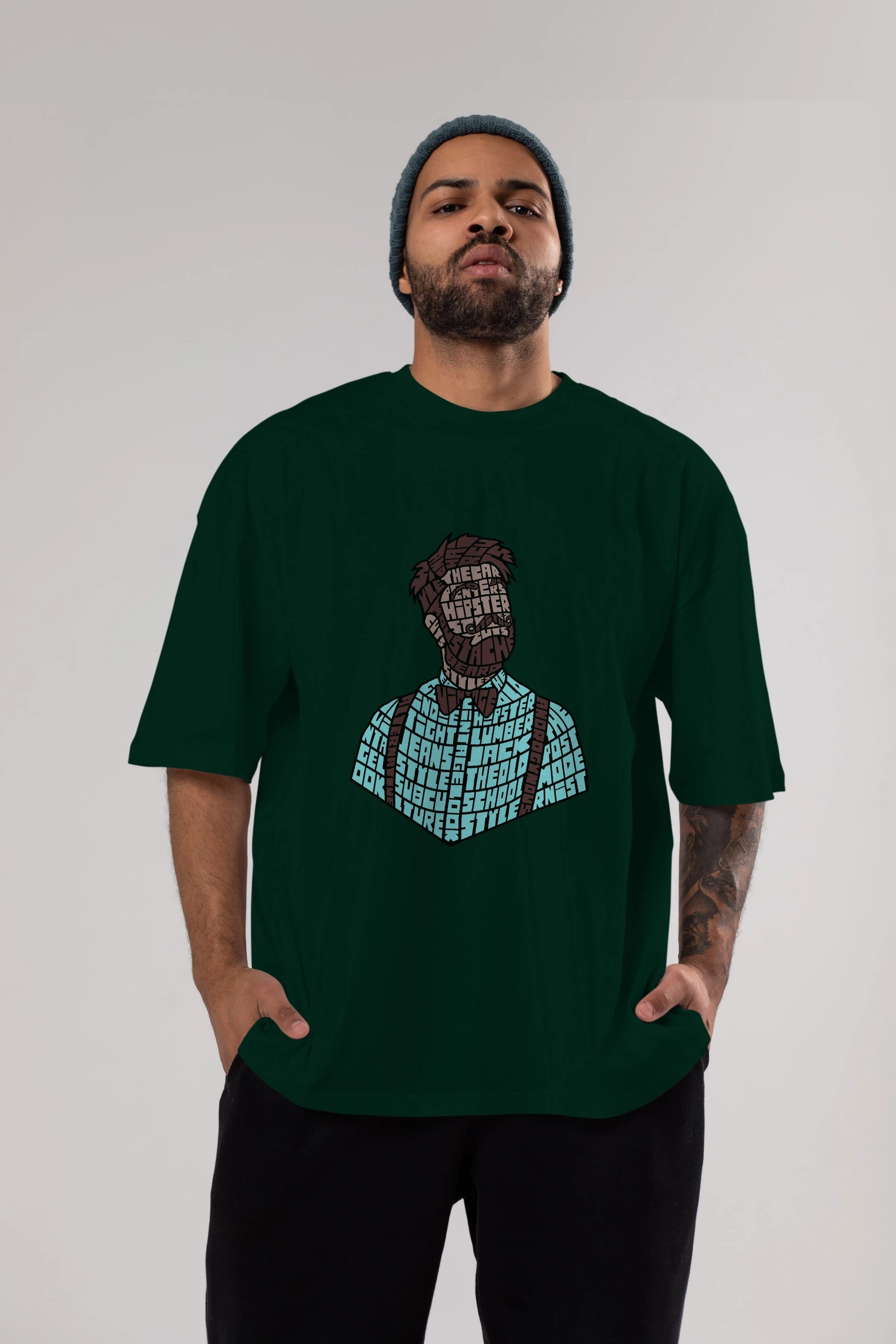 Hipster (2) Ön Baskılı Oversize t-shirt %100 pamuk Erkek Kadın Unisex
