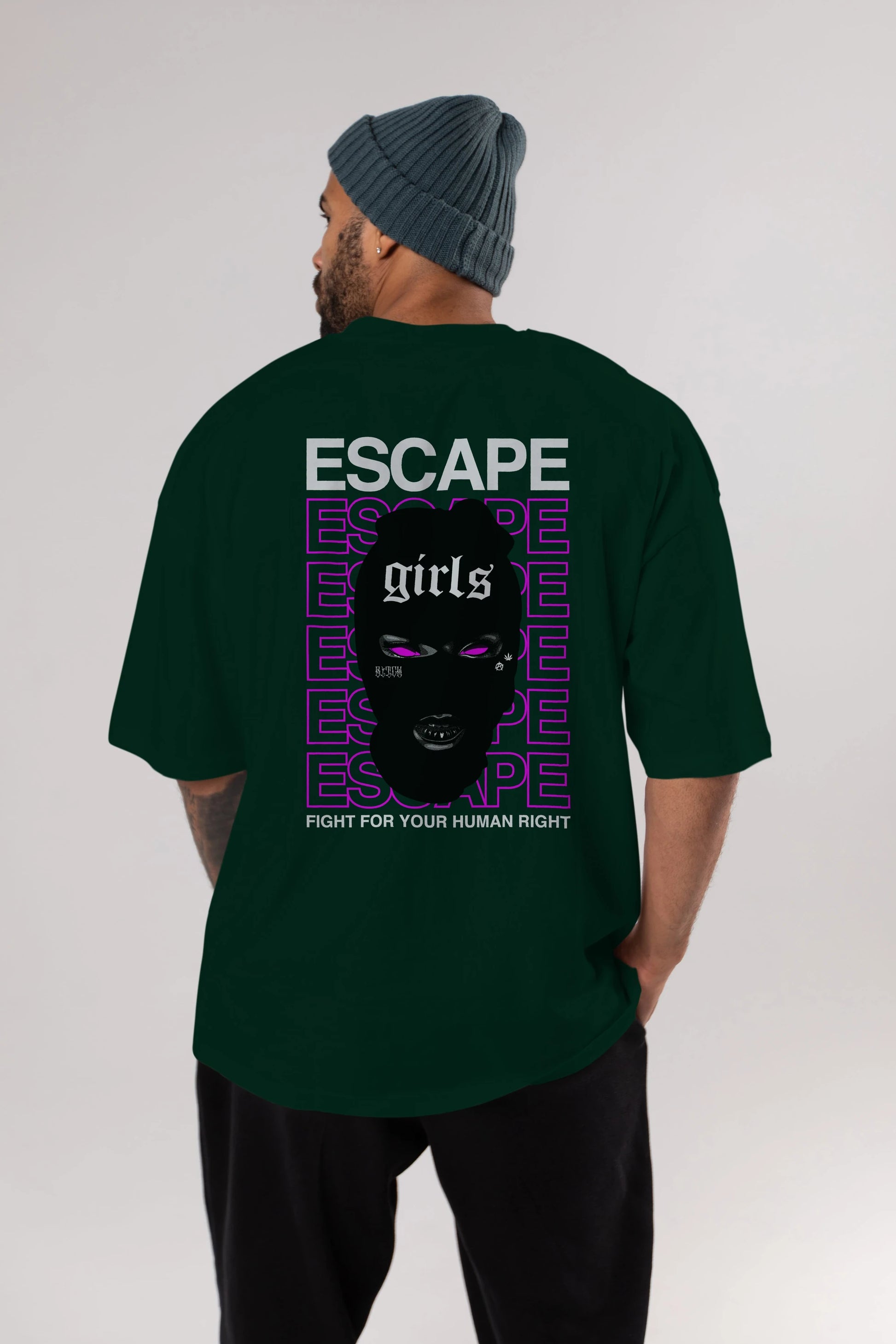 Escape Girl Arka Baskılı Oversize t-shirt Erkek Kadın Unisex