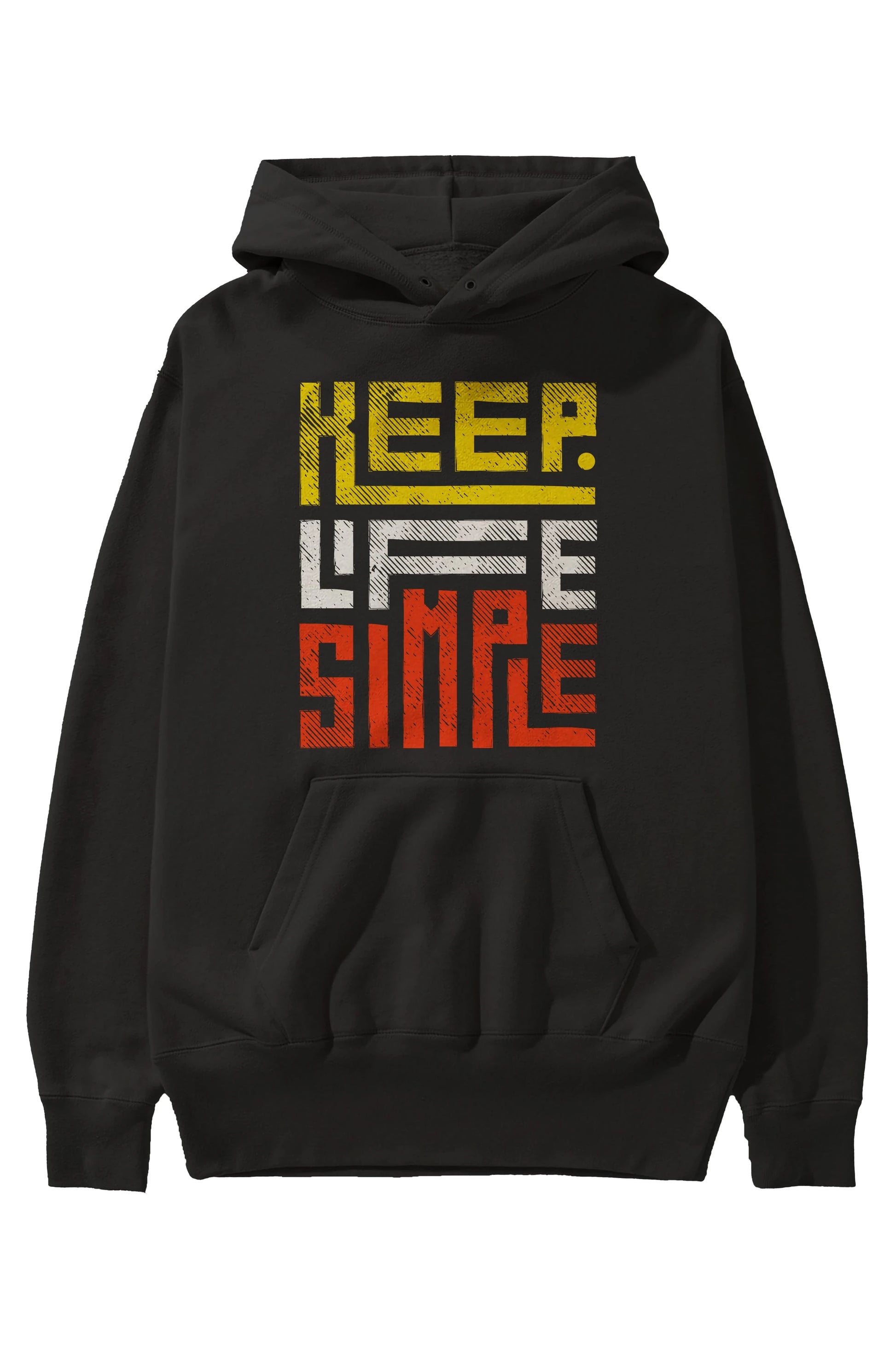 Keep Life Simple Yazılı Ön Baskılı Oversize Hoodie Kapüşonlu Sweatshirt Erkek Kadın Unisex