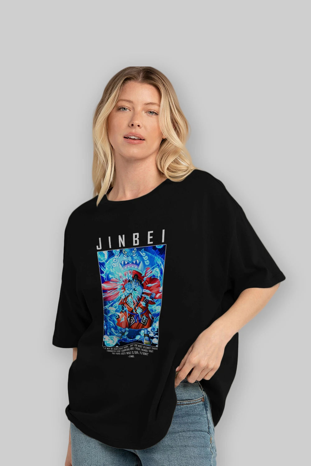 Jinbei Anime Ön Baskılı Oversize t-shirt Erkek Kadın Unisex