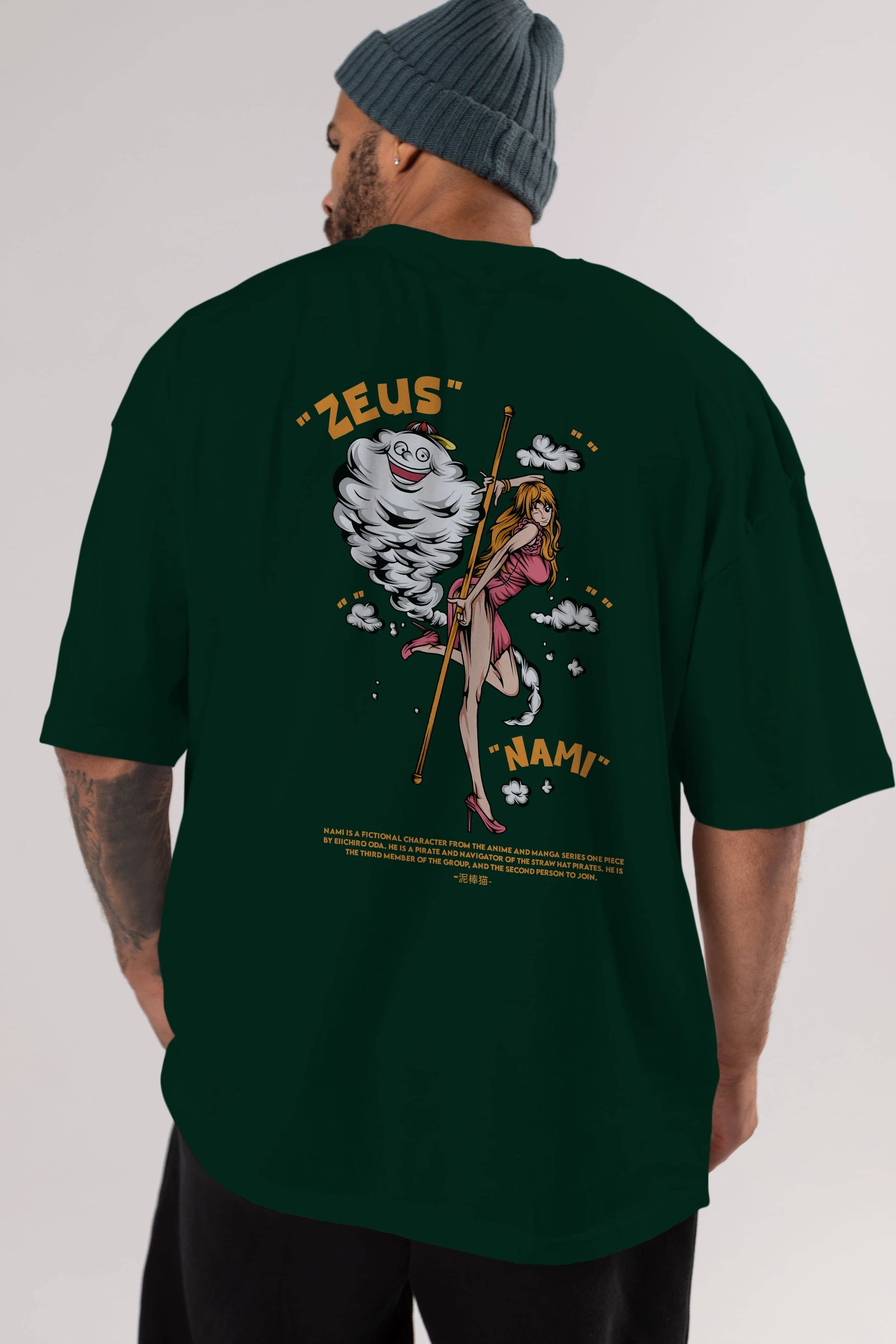 Zeus Nami Anime Arka Baskılı Oversize t-shirt Erkek Kadın Unisex