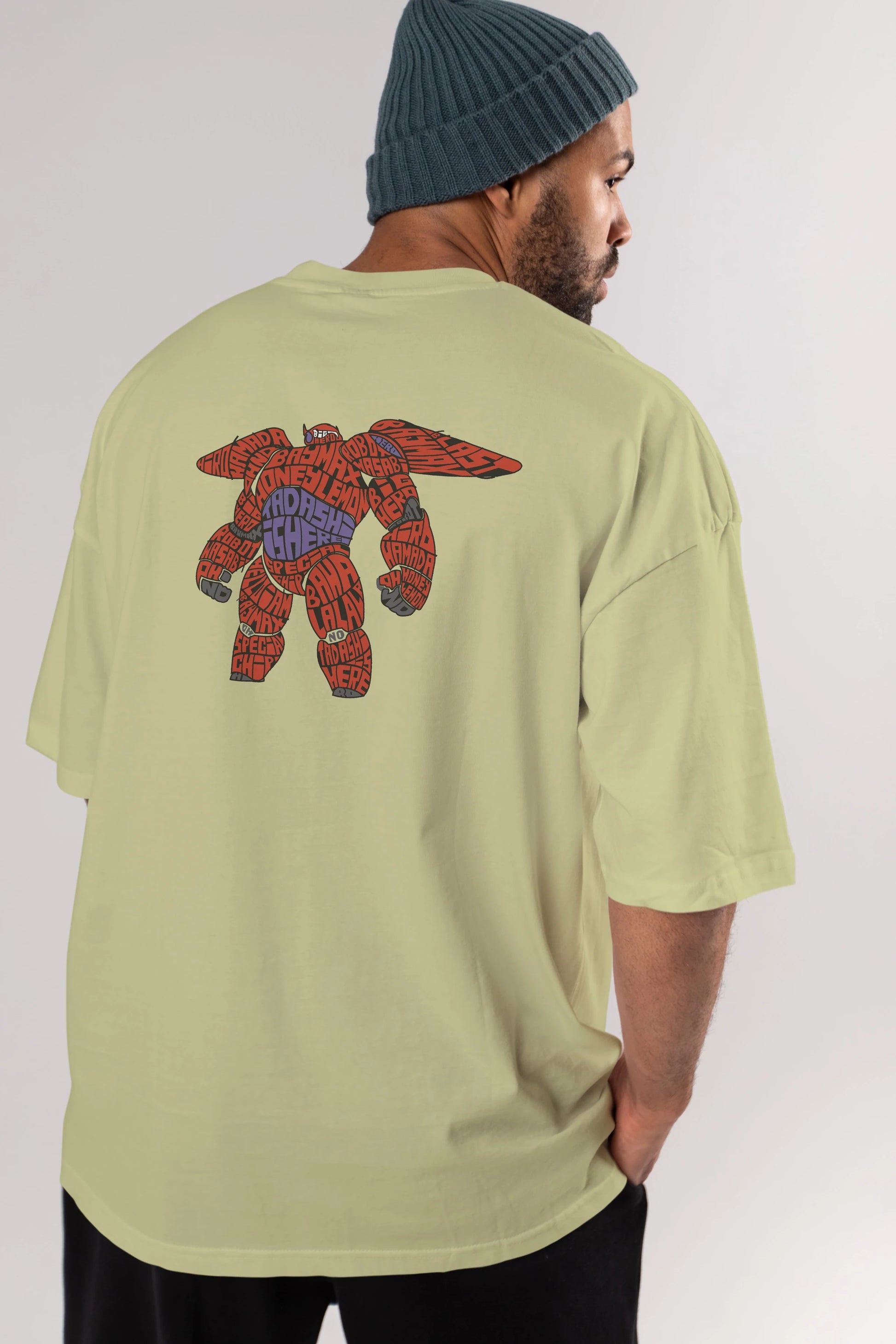 Baymax Arka Baskılı Oversize t-shirt %100 pamuk Erkek Kadın Unisex
