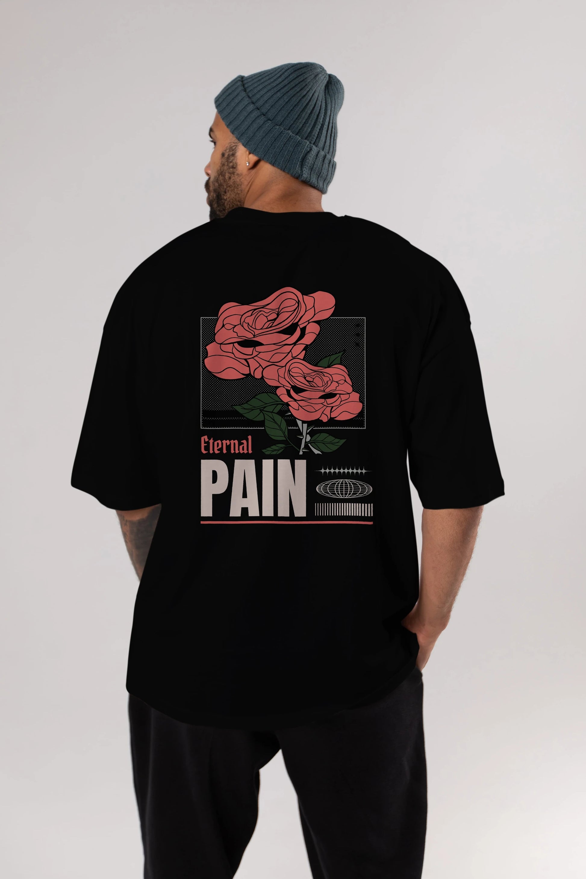 Eternal Pain Arka Baskılı Oversize t-shirt Erkek Kadın Unisex