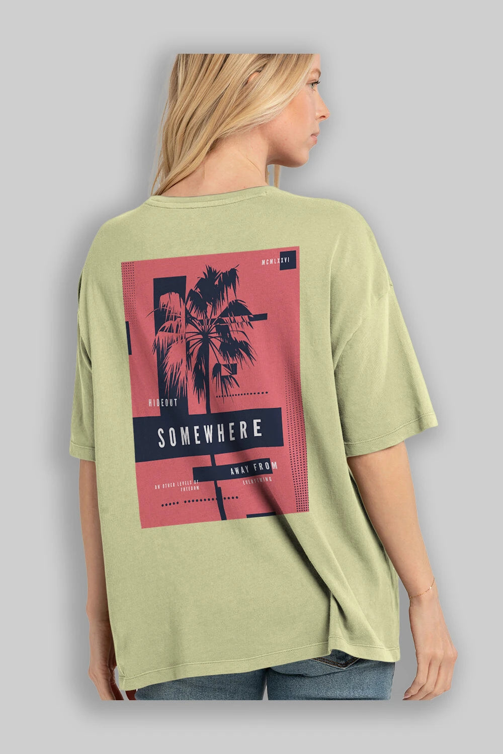 Hideout Somewhere Arka Baskılı Oversize t-shirt Erkek Kadın Unisex