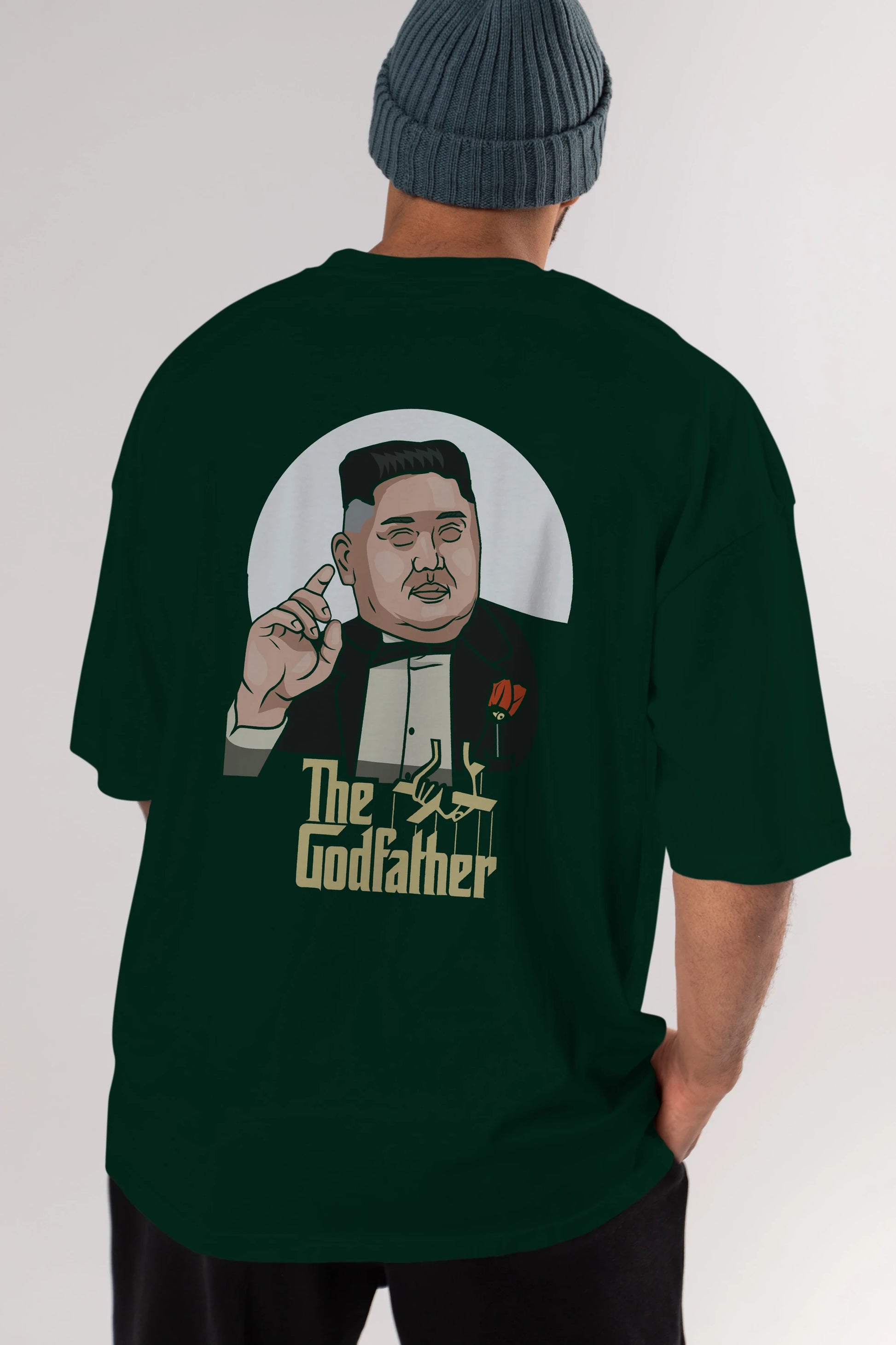 Godfather Jong Un Arka Baskılı Oversize t-shirt Erkek Kadın Unisex %100 Pamuk tişort