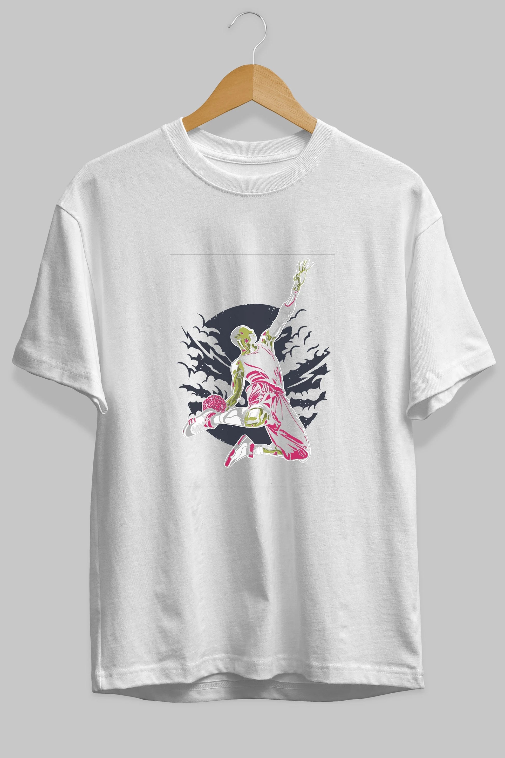 Zombie Slam Dunk Ön Baskılı Oversize t-shirt Erkek Kadın Unisex %100 Pamuk tişort