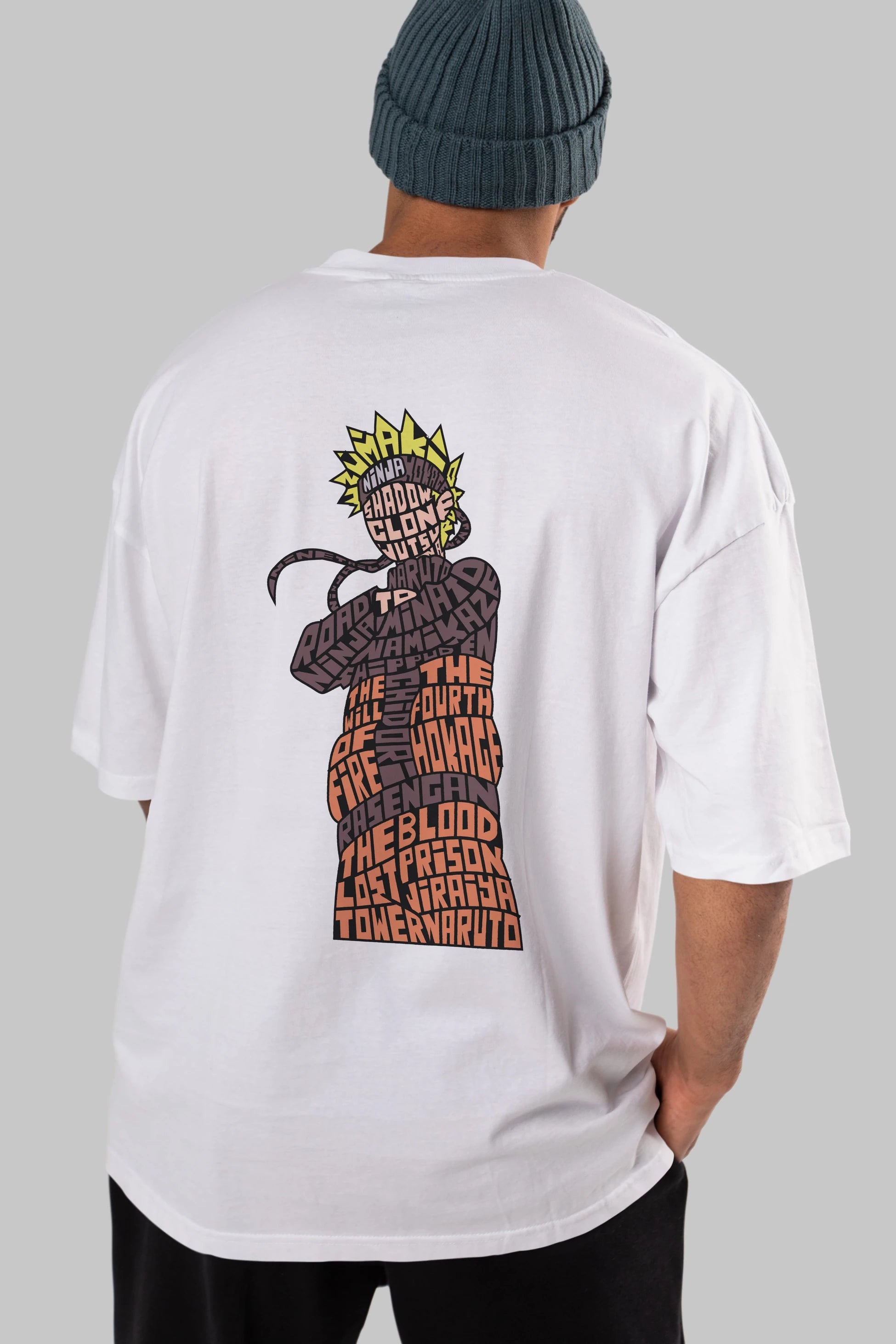 Rasengan Arka Baskılı Oversize t-shirt %100 pamuk Erkek Kadın Unisex