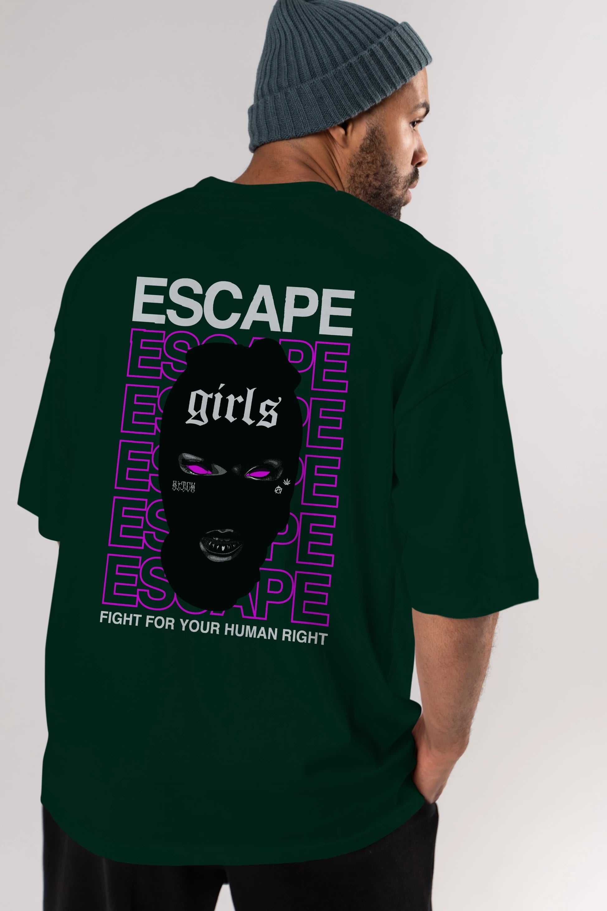 Escape Girl Arka Baskılı Oversize t-shirt Erkek Kadın Unisex
