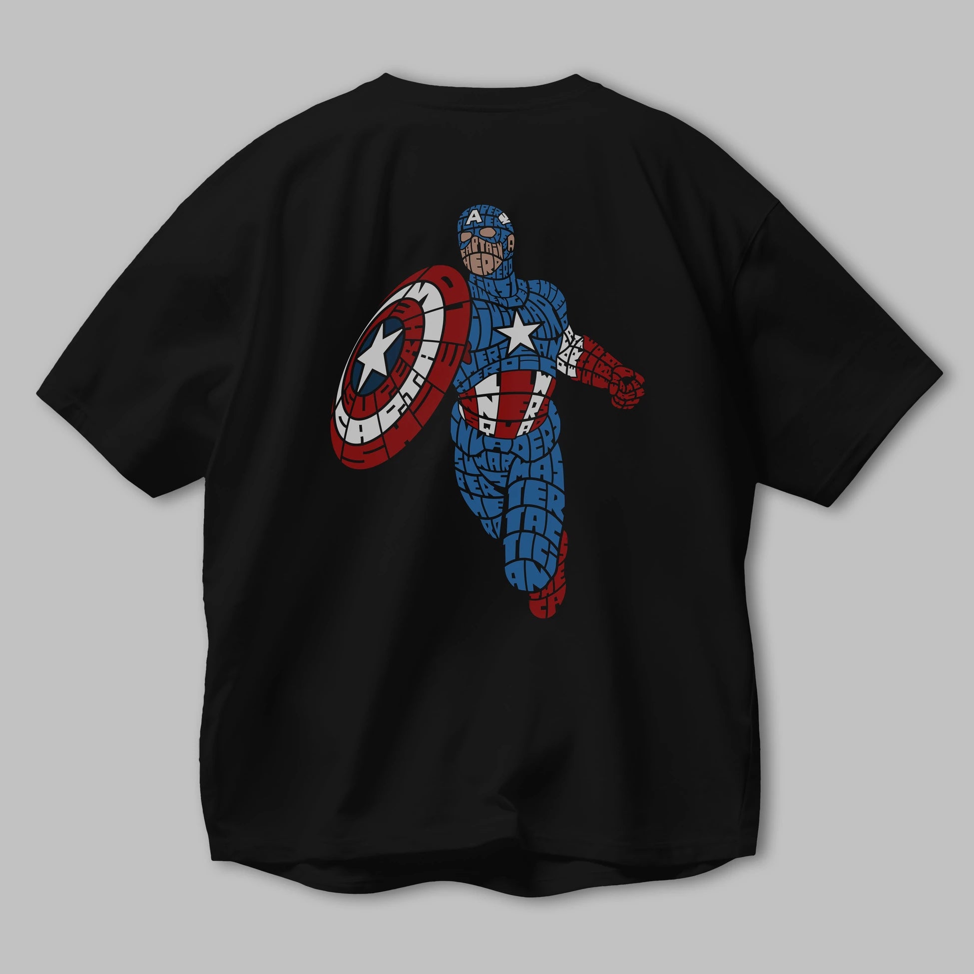Star and Stripes Hero Arka Baskılı Oversize t-shirt %100 pamuk Erkek Kadın Unisex