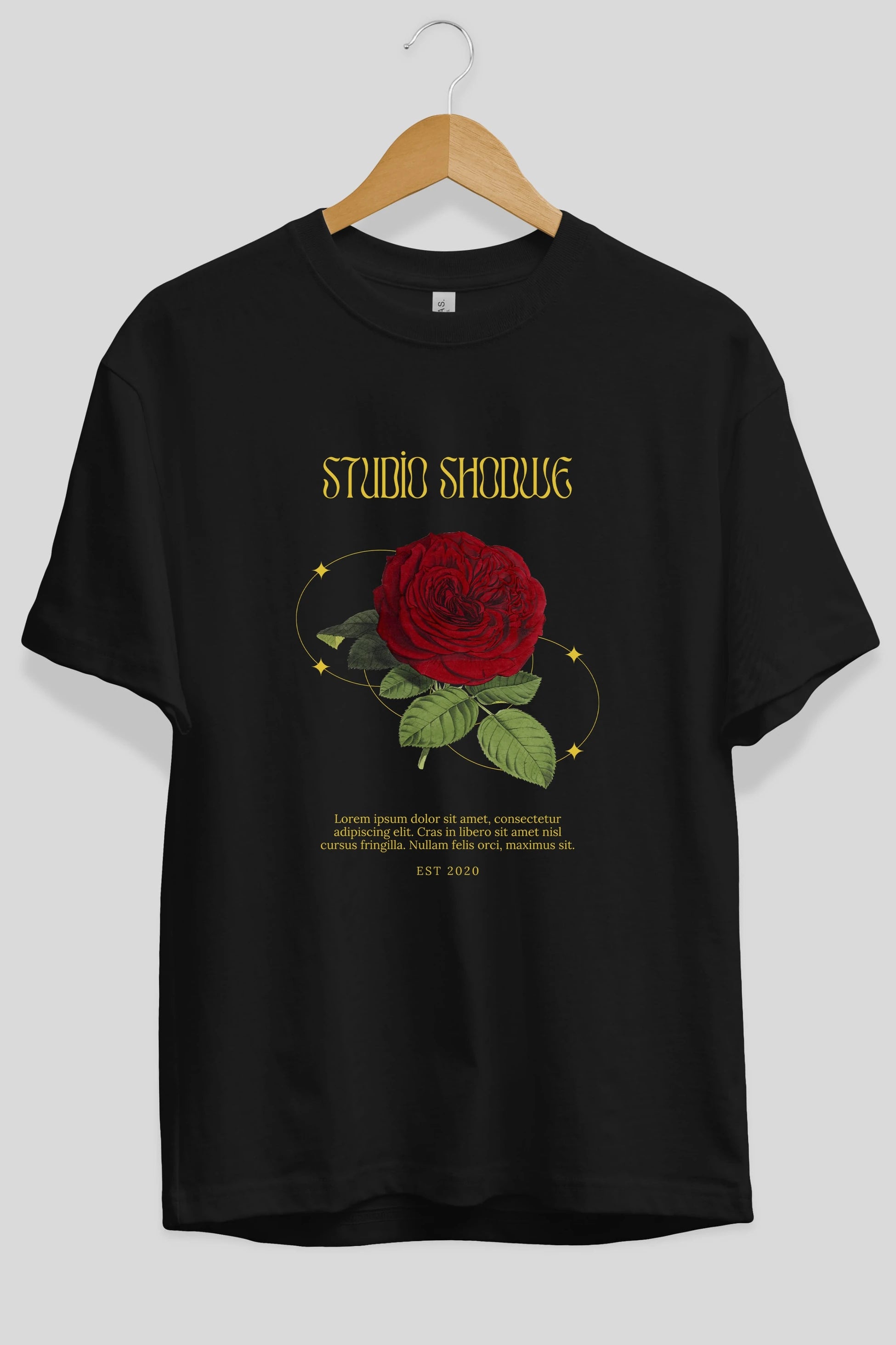 Studio Shodwe Rose Ön Baskılı Oversize t-shirt Erkek Kadın Unisex