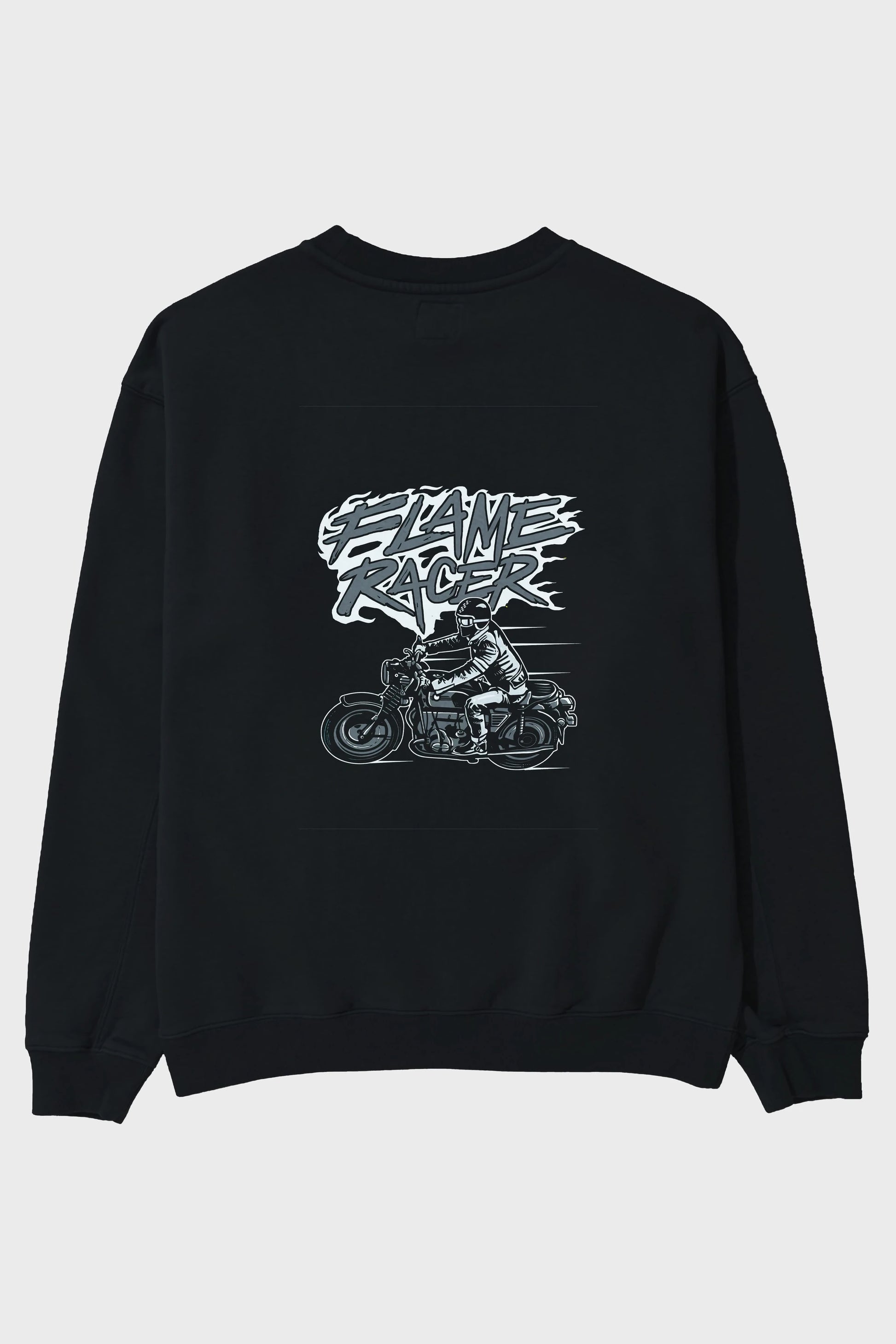 Flame Racer Arka Baskılı Oversize Sweatshirt Erkek Kadın Unisex