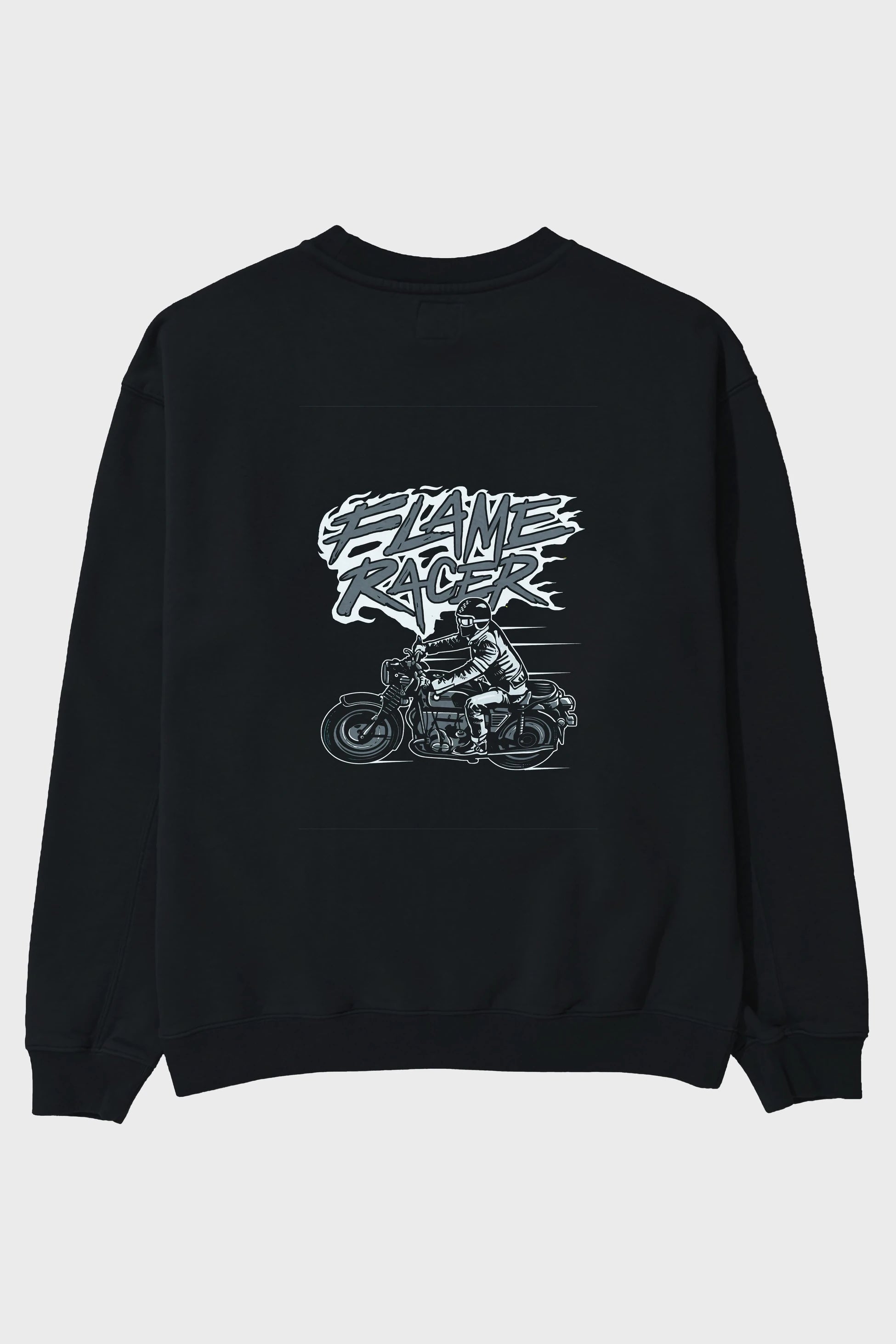 Flame Racer Arka Baskılı Oversize Sweatshirt Erkek Kadın Unisex