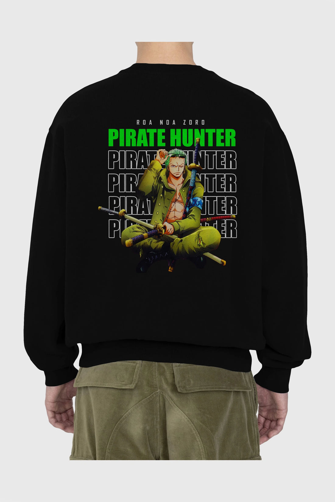 Roronoa Zoro 4 Arka Baskılı Anime Oversize Sweatshirt Erkek Kadın Unisex