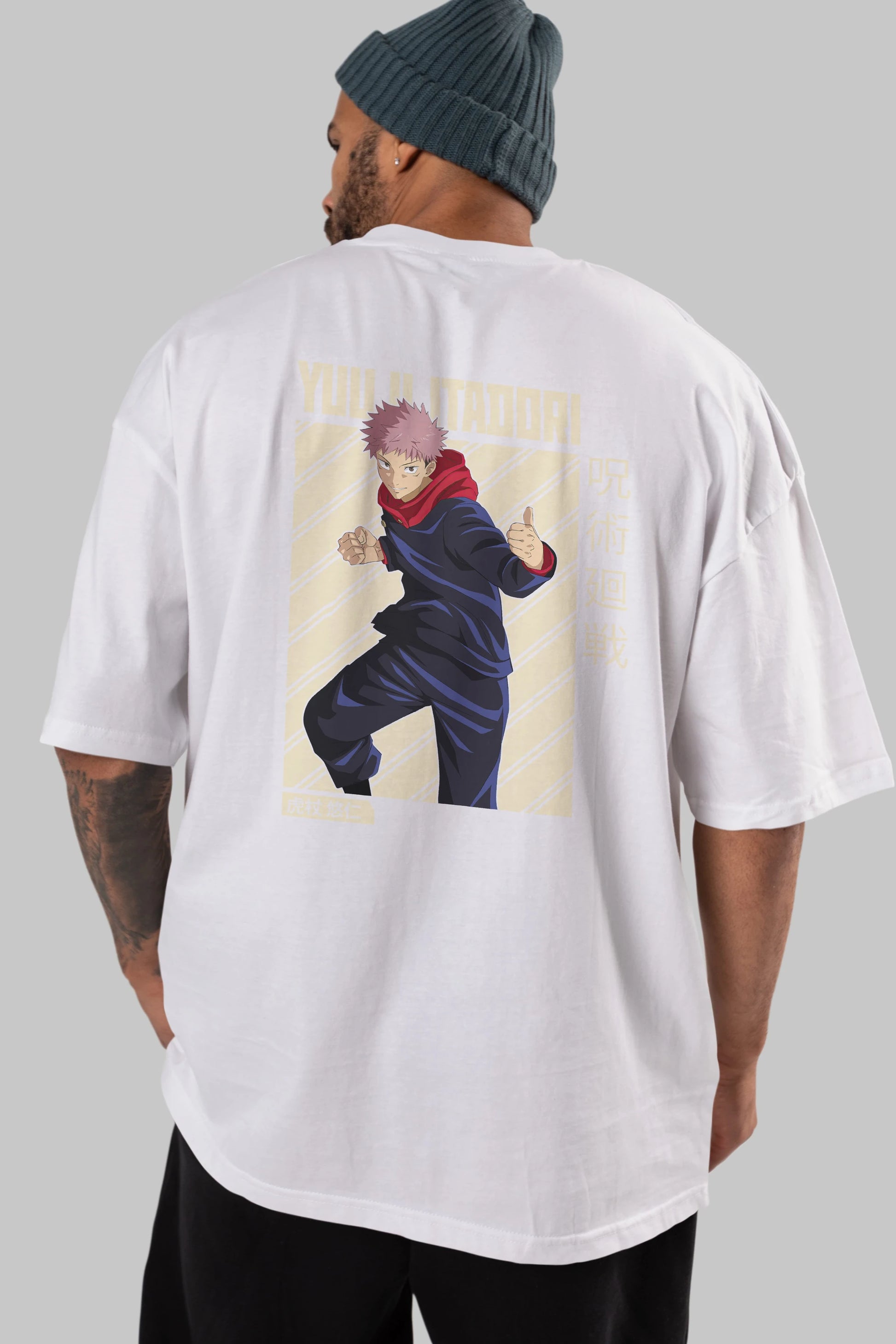 Yuuji Itadori 1 Anime Arka Baskılı Oversize t-shirt Erkek Kadın Unisex