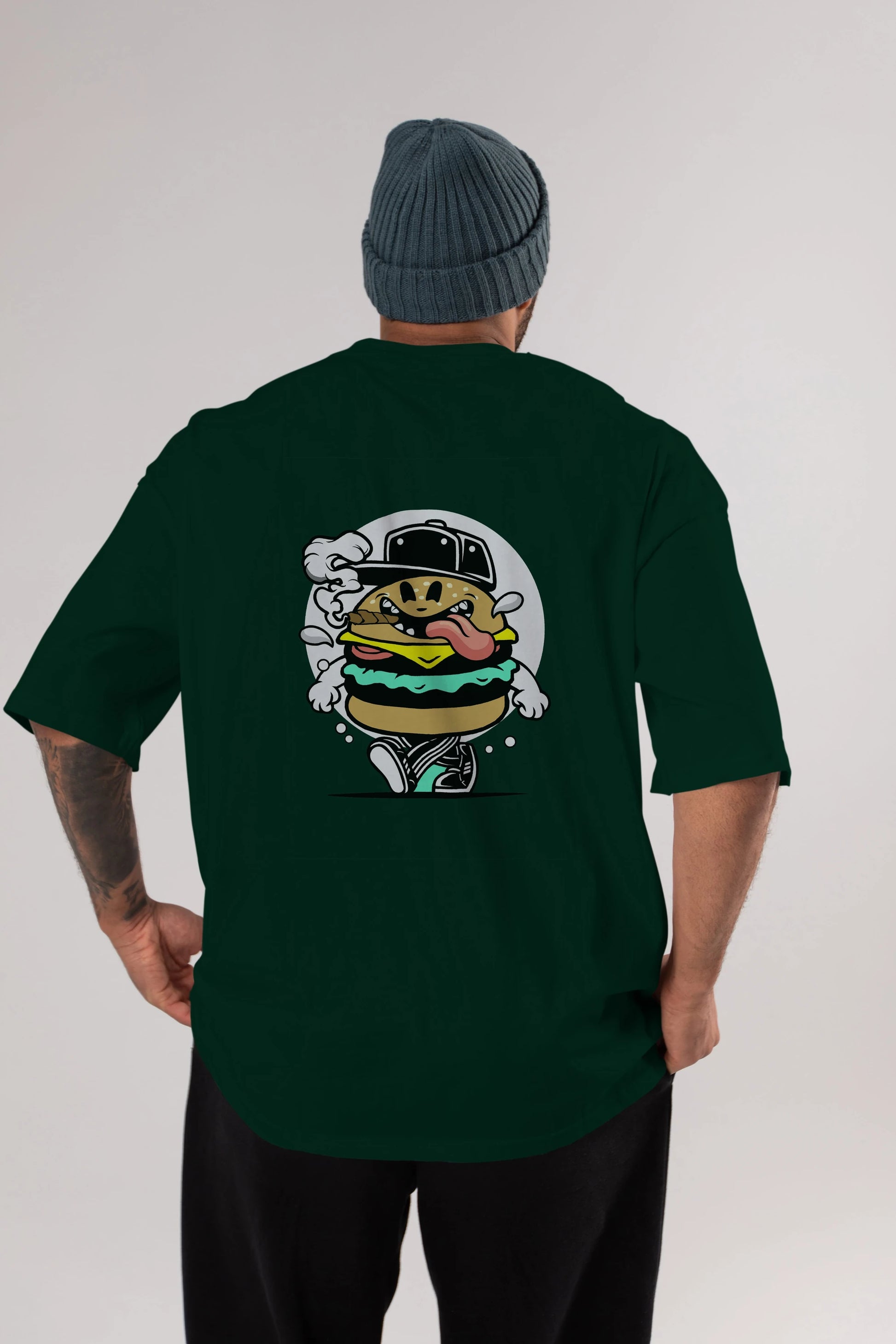Burger Guy Arka Baskılı Oversize t-shirt Erkek Kadın Unisex %100 Pamuk tişort