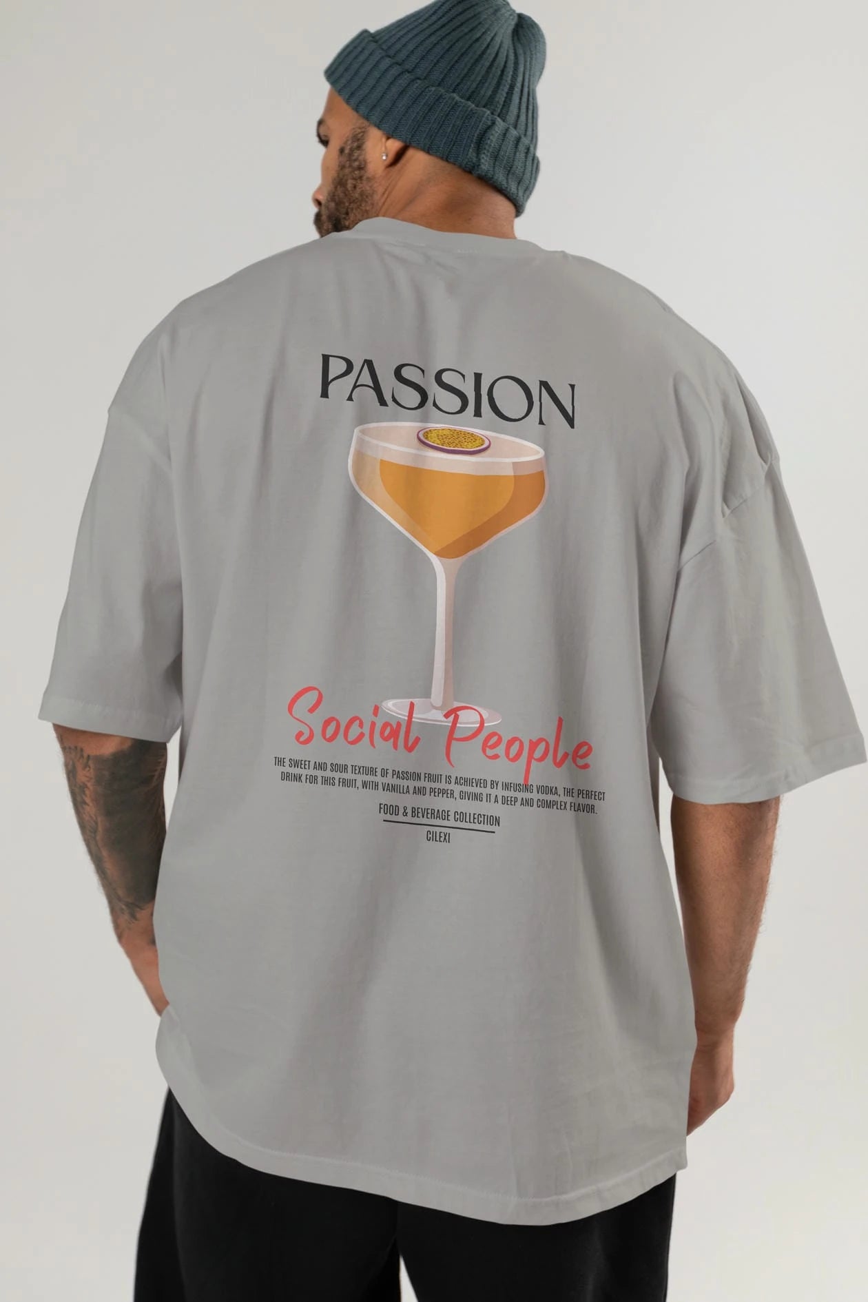 Passion Kokteyl Serisi Baskılı Oversize t-shirt Erkek Kadın Unisex %100 Pamuk Bisiklet Yaka tişort