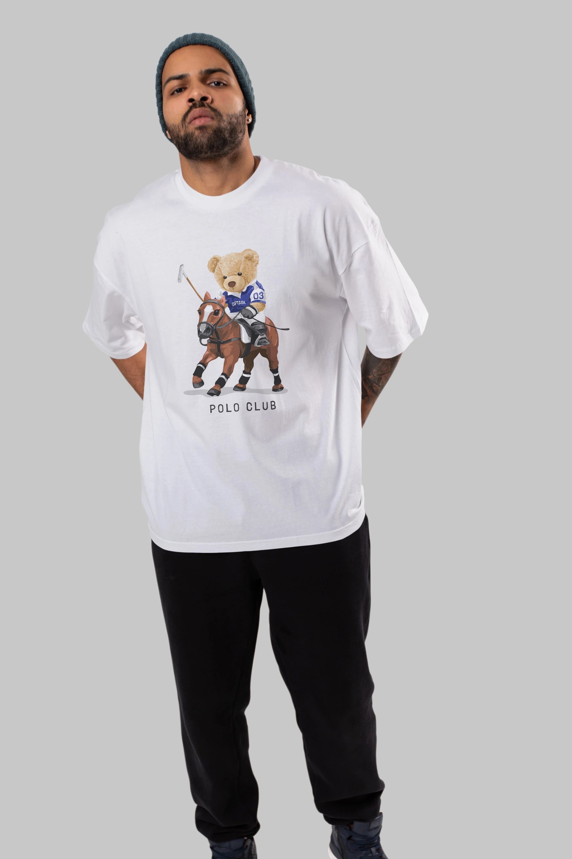 Teddy Bear Polo Club Ön Baskılı Oversize t-shirt Erkek Kadın Unisex %100 Pamuk