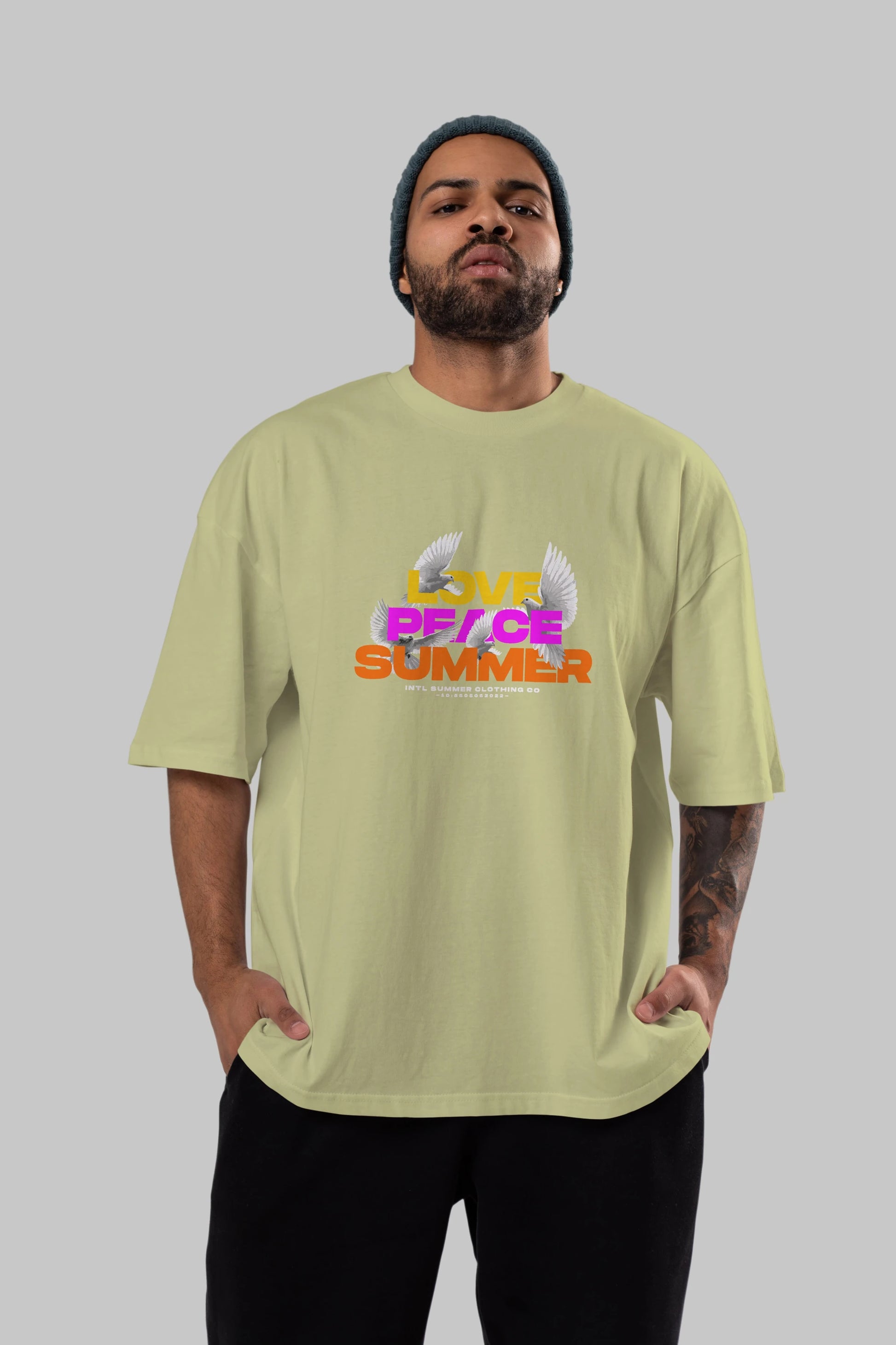 Love Peace Summer Ön Baskılı Oversize t-shirt Erkek Kadın Unisex