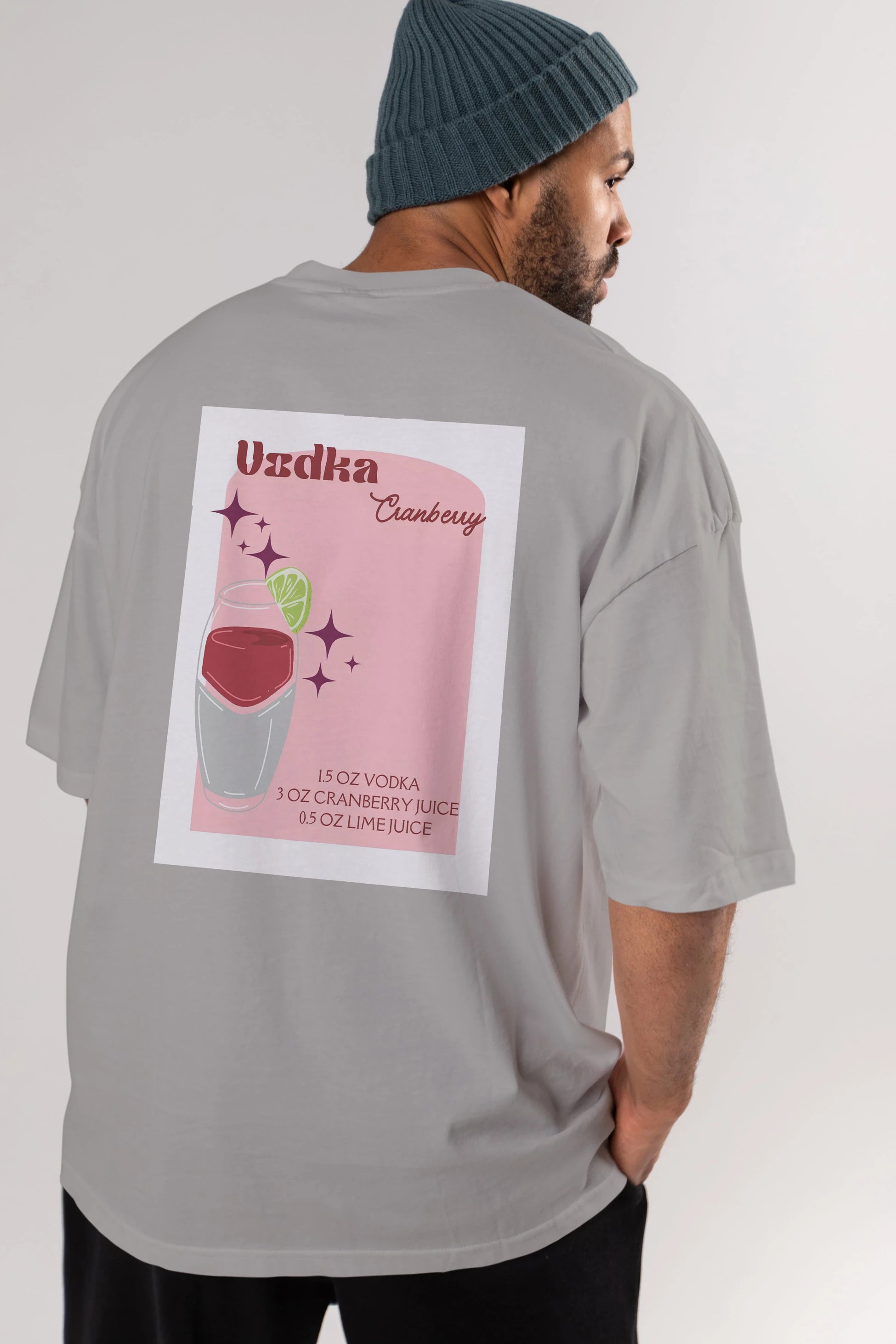 Vodka Cranberry 2 Arka Baskılı Oversize t-shirt Erkek Kadın Unisex %100 Pamuk Bisiklet Yaka tişort