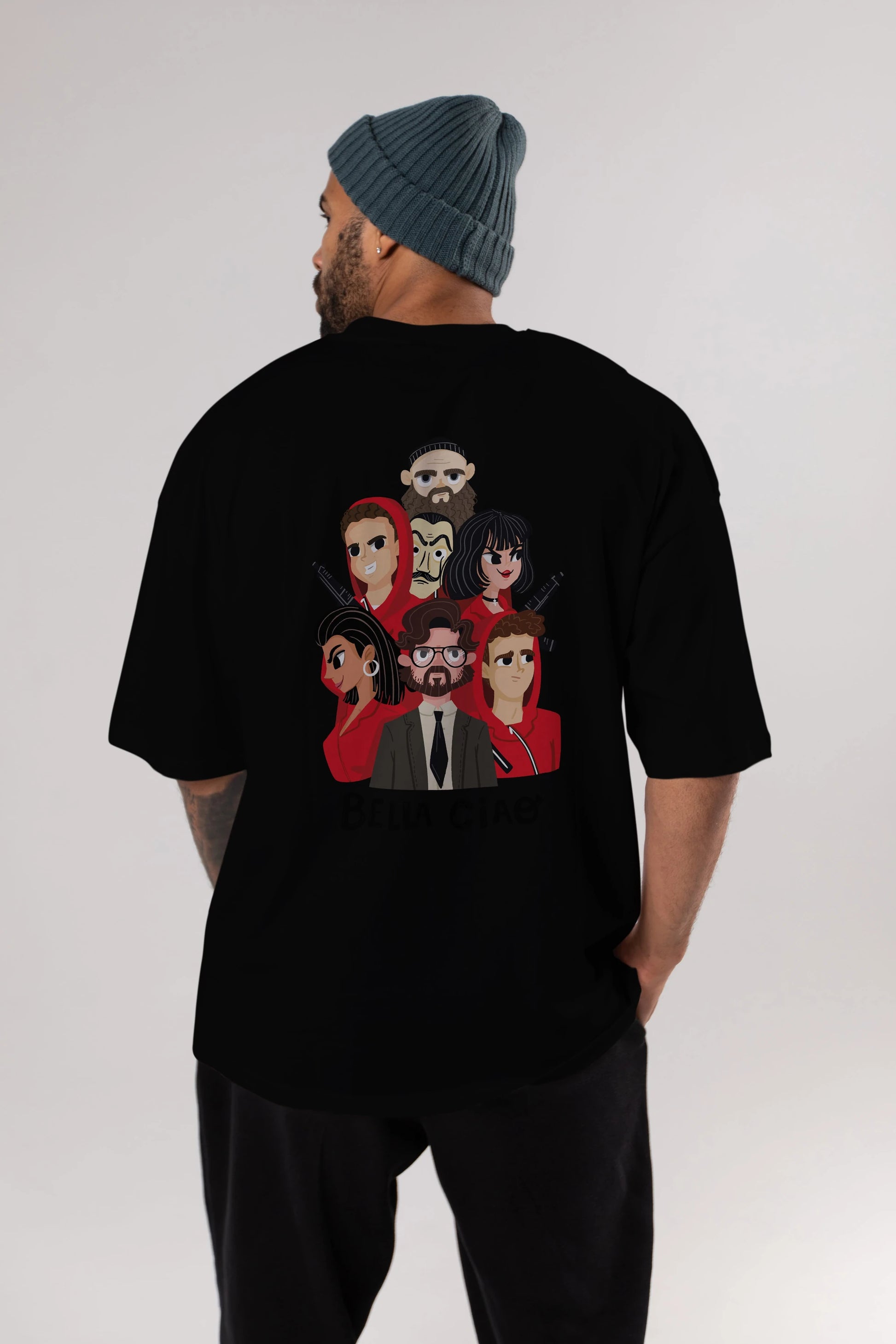 La Casa De Papel (13) Arka Baskılı Oversize t-shirt Erkek Kadın Unisex %100 Pamuk Bisiklet Yaka tişort