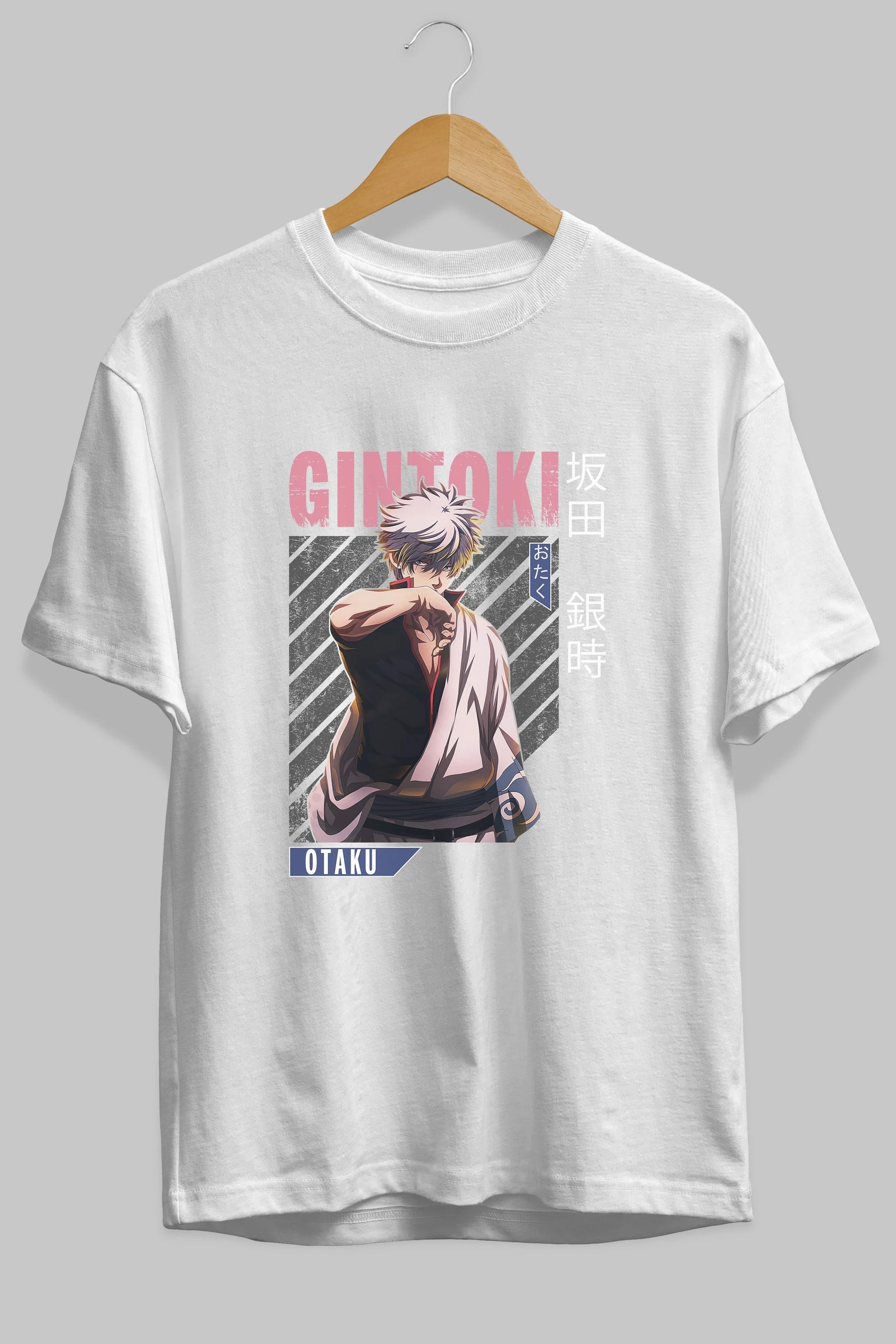 Gintoki Sakata Anime Ön Baskılı Oversize t-shirt %100 pamuk Erkek Kadın Unisex