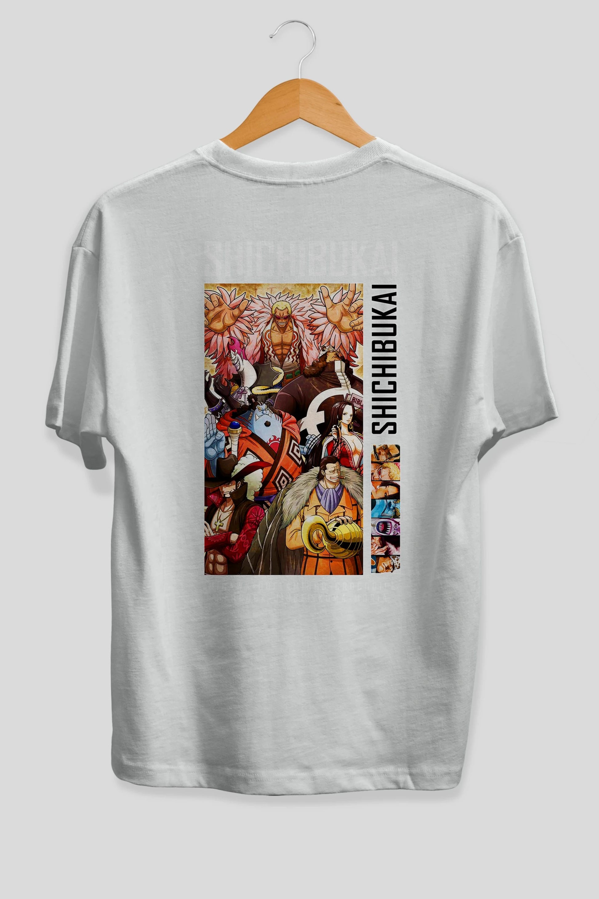 Shichibukai Anime Arka Baskılı Oversize t-shirt Erkek Kadın Unisex %100 pamuk tişort