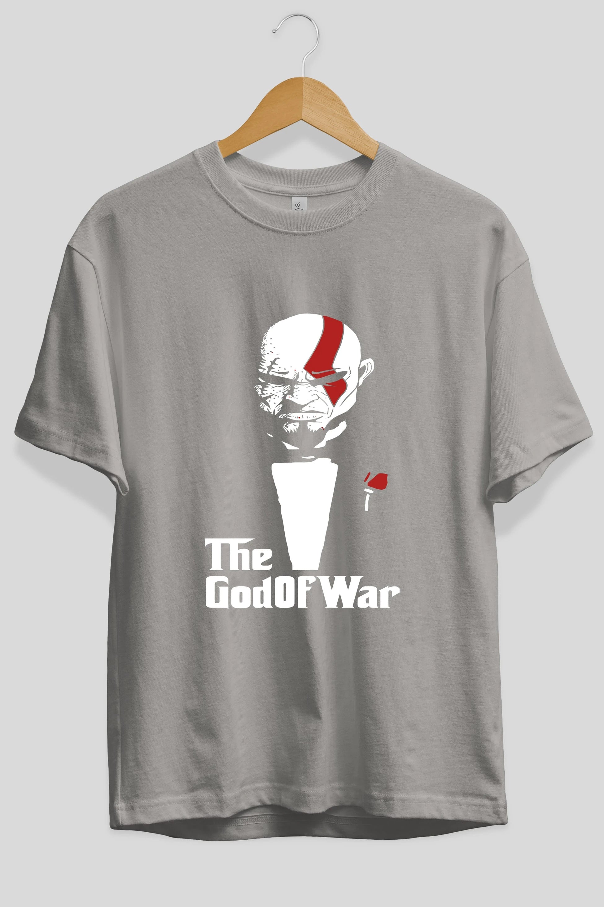 The God of War Ön Baskılı Oversize t-shirt Erkek Kadın Unisex %100 Pamuk Bisiklet Yaka tişort