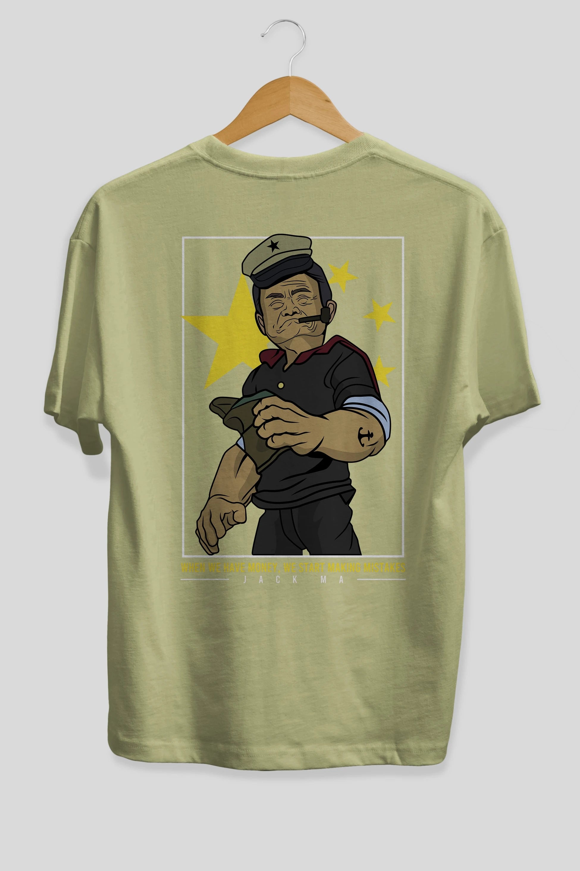 Popeye Jack Ma Arka Baskılı Oversize t-shirt Erkek Kadın Unisex %100 Pamuk tişort
