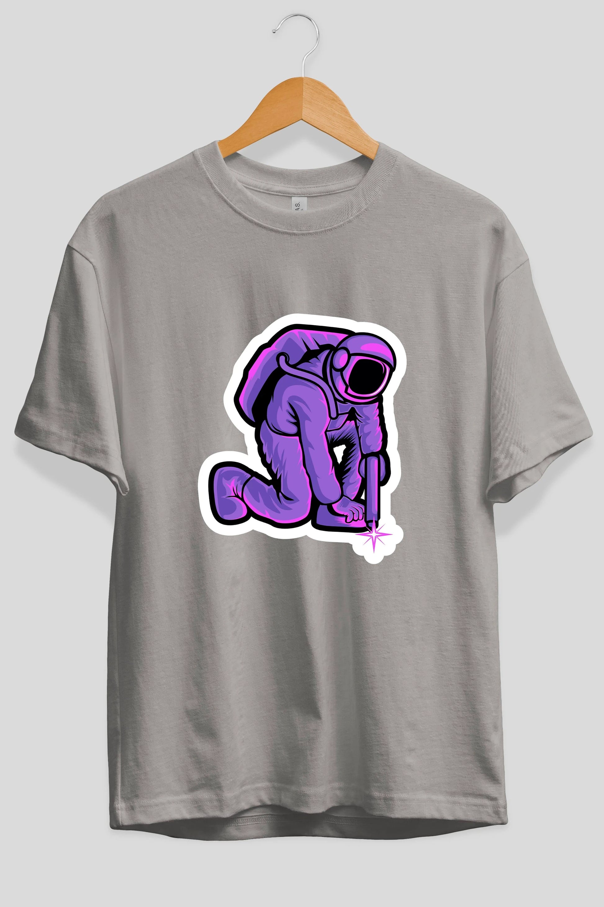 Welding in Space Sticker Ön Baskılı Oversize t-shirt Erkek Kadın Unisex