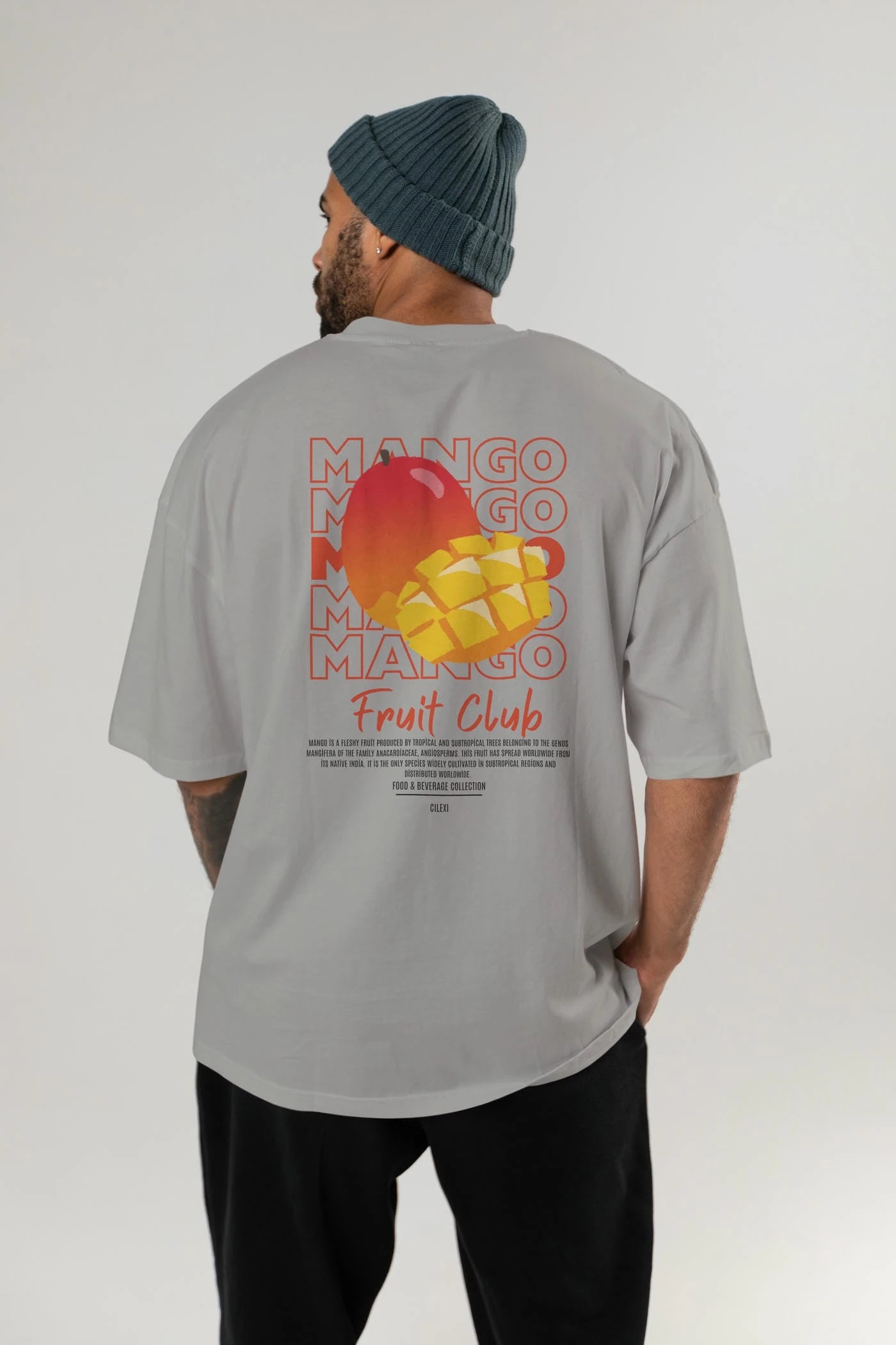 Mango Arka Baskılı Oversize t-shirt Erkek Kadın Pamuk Bisiklet Yaka tişort