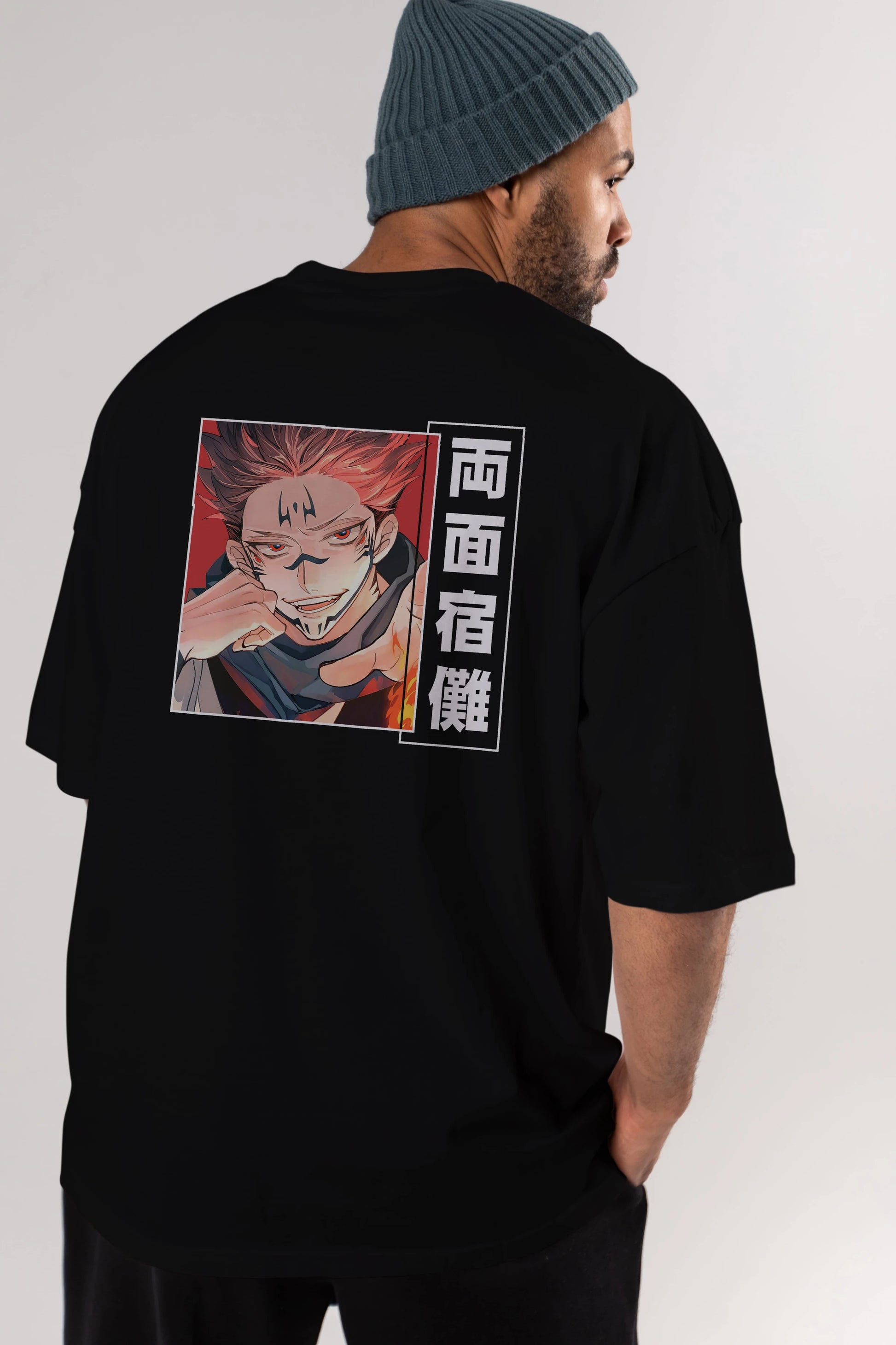 Sukuna Ryoumen 4 Anime Arka Baskılı Oversize t-shirt Erkek Kadın Unisex