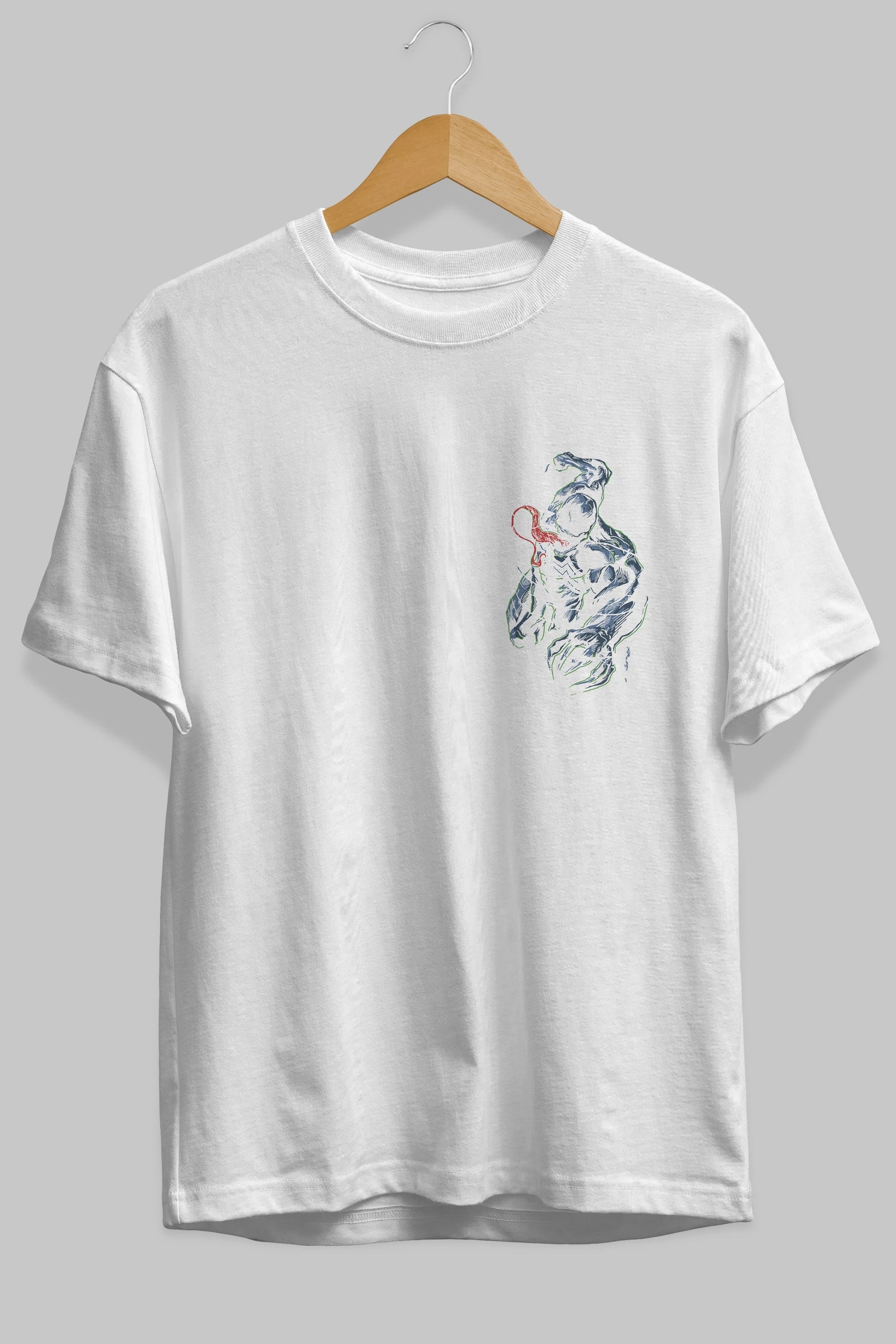 Venom (5) Ön Sol Baskılı Oversize t-shirt Erkek Kadın Unisex %100 Pamuk Bisiklet Yaka tişort