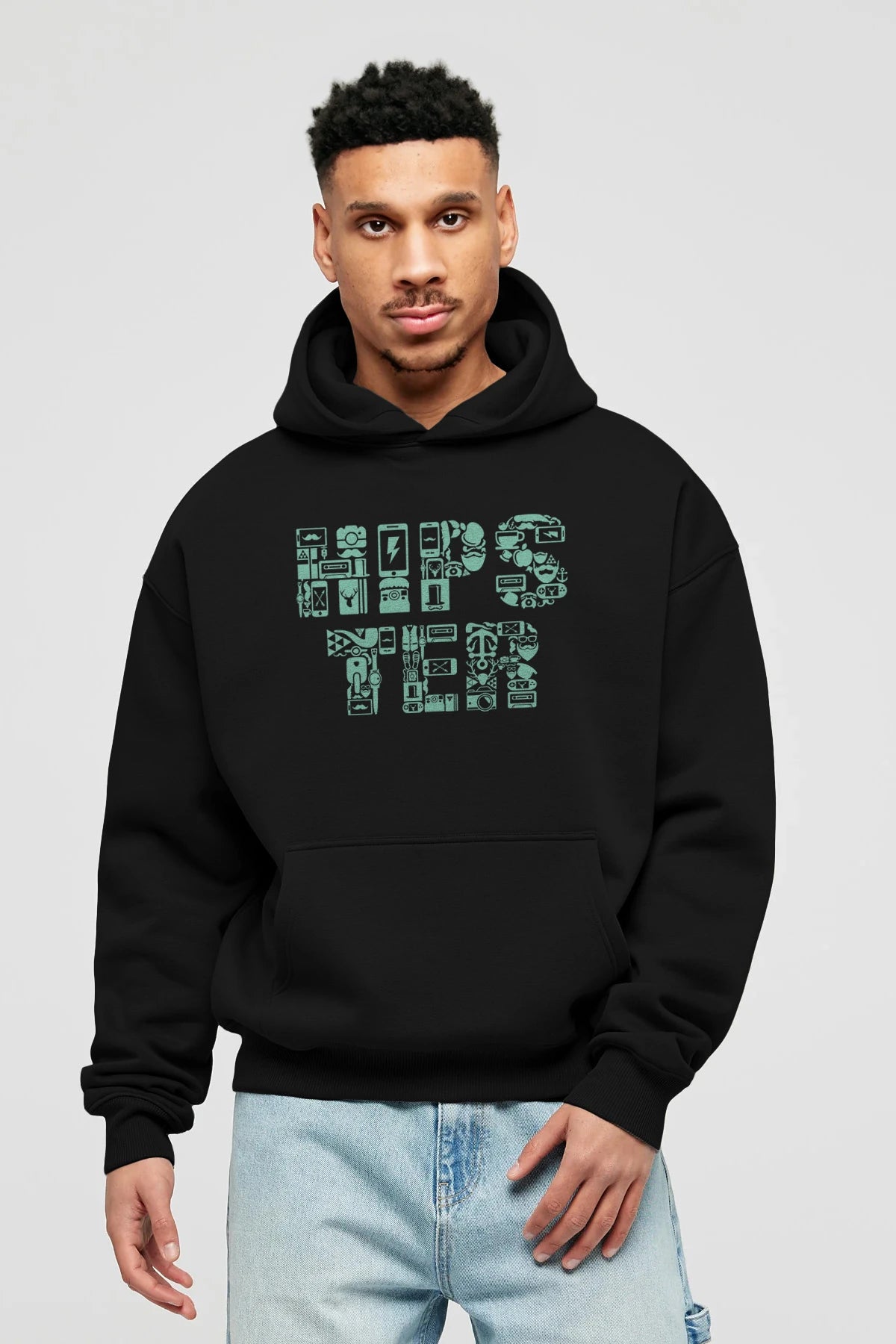 HIPSTER Ön Baskılı Hoodie Oversize Kapüşonlu Sweatshirt Erkek Kadın Unisex