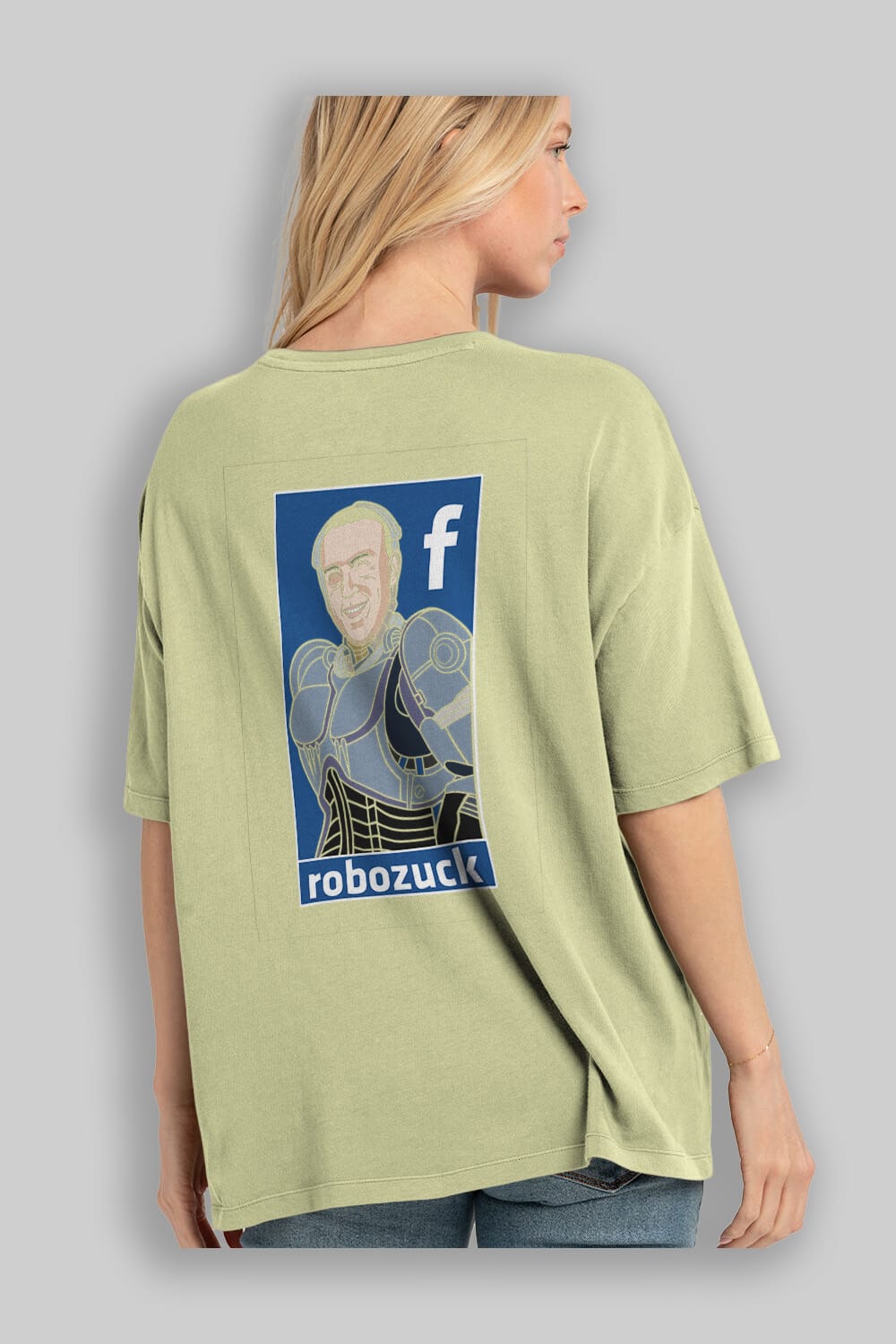 Robozuck Arka Baskılı Oversize t-shirt Erkek Kadın Unisex %100 Pamuk tişort
