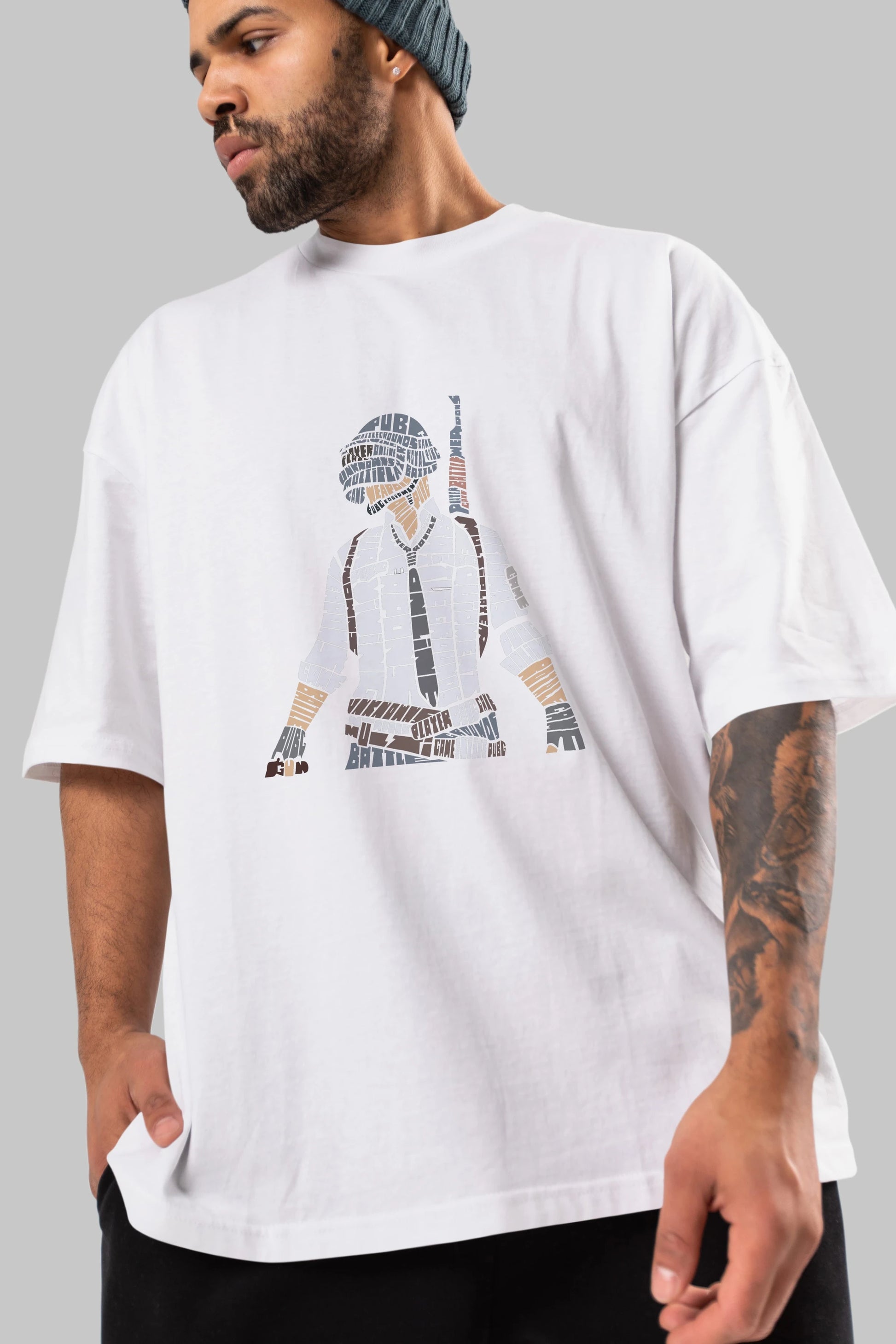 Pubg Ön Baskılı Oversize t-shirt %100 pamuk Erkek Kadın Unisex
