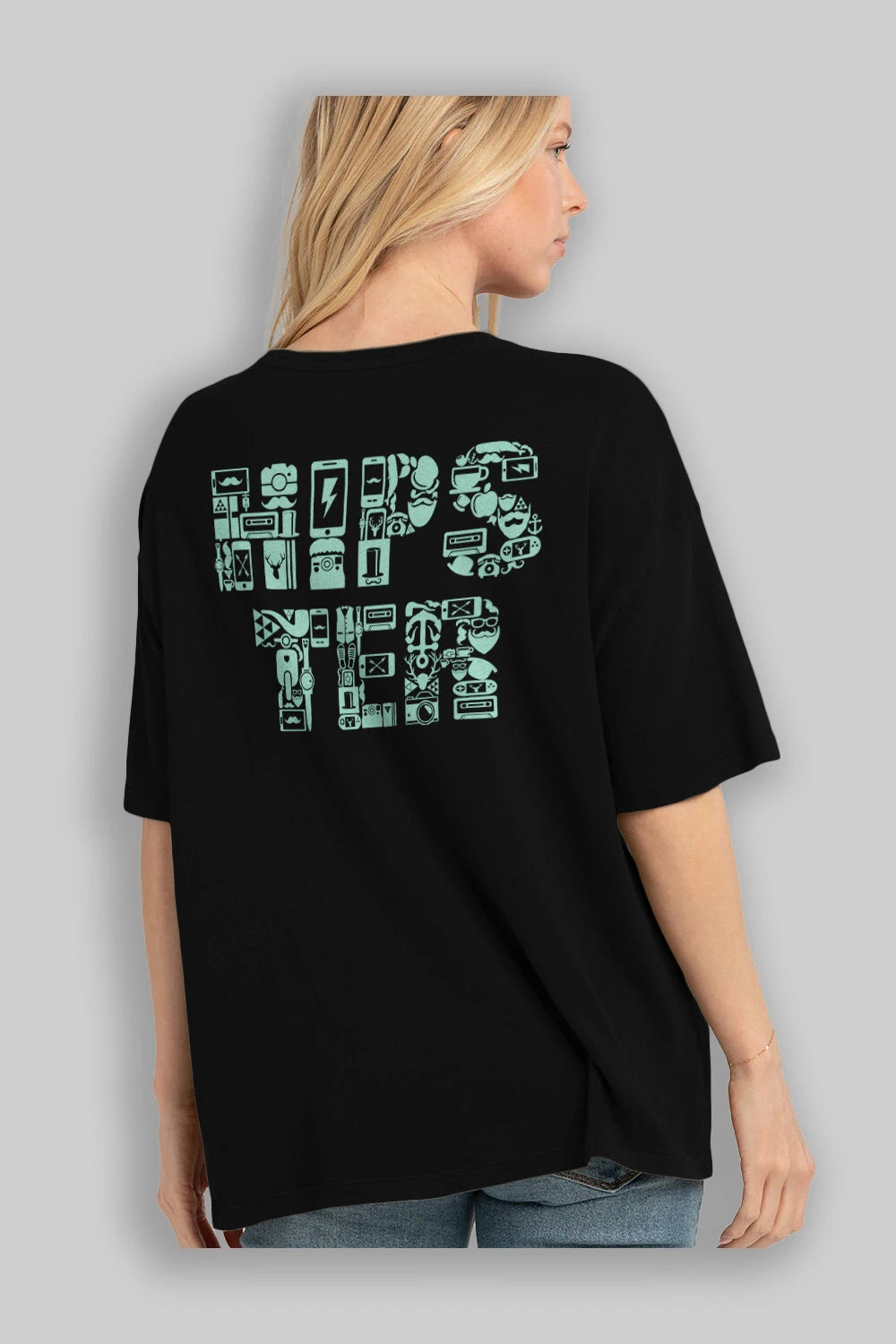 HIPSTER Arka Baskılı Oversize t-shirt %100 pamuk Erkek Kadın Unisex