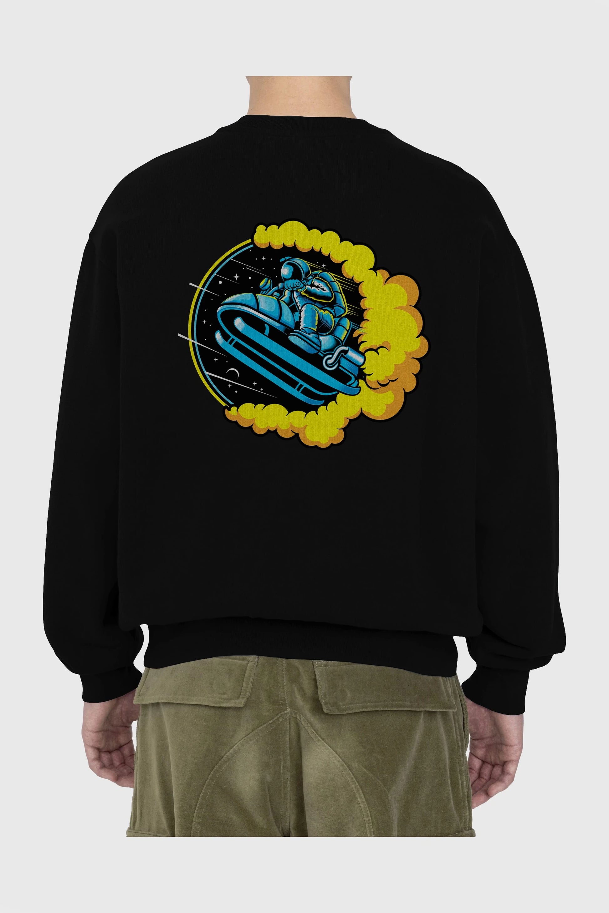 Astrojump with Snowmobile Arka Baskılı Oversize Sweatshirt Erkek Kadın Unisex