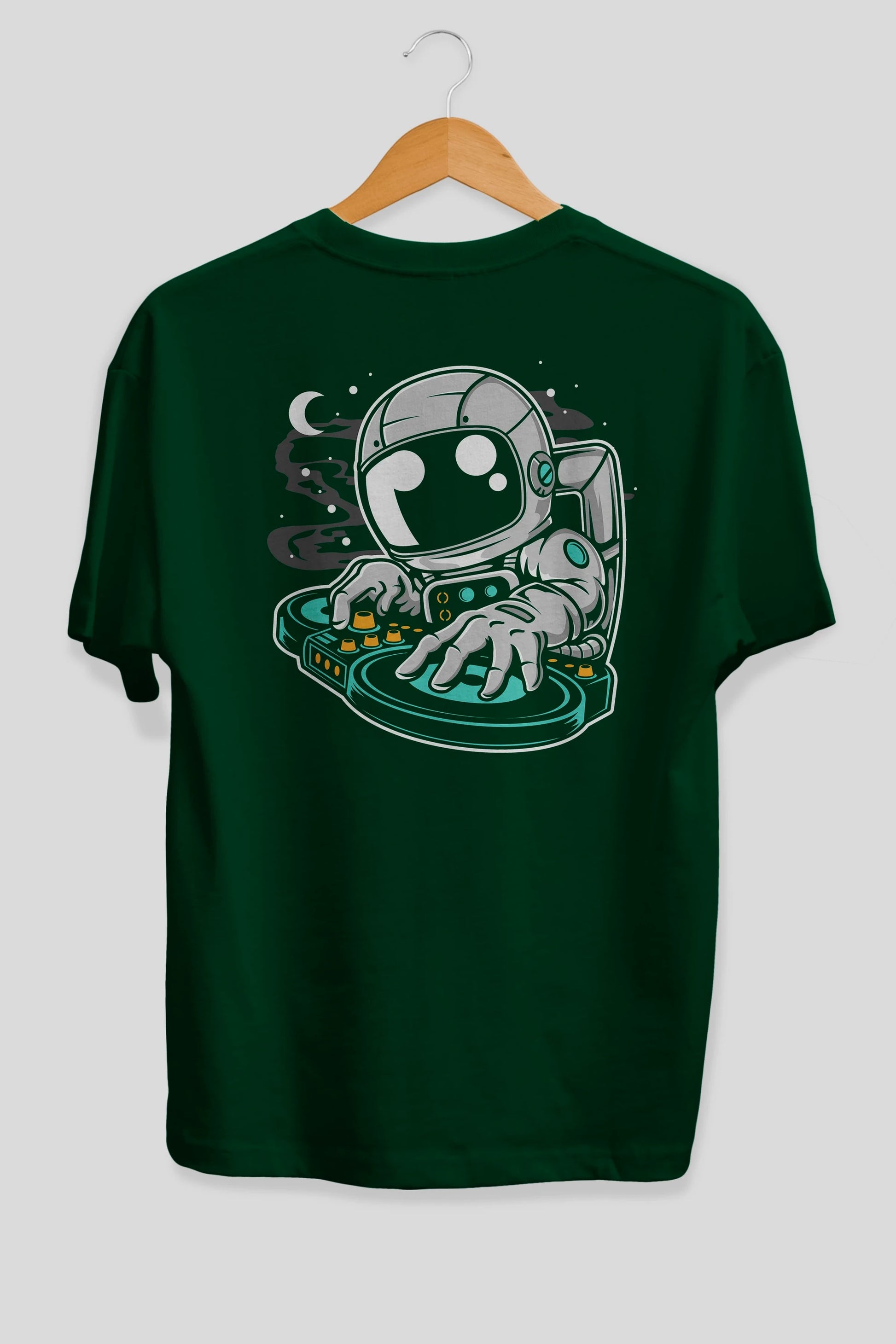 Astronaut DJ Arka Baskılı Oversize t-shirt Erkek Kadın Unisex