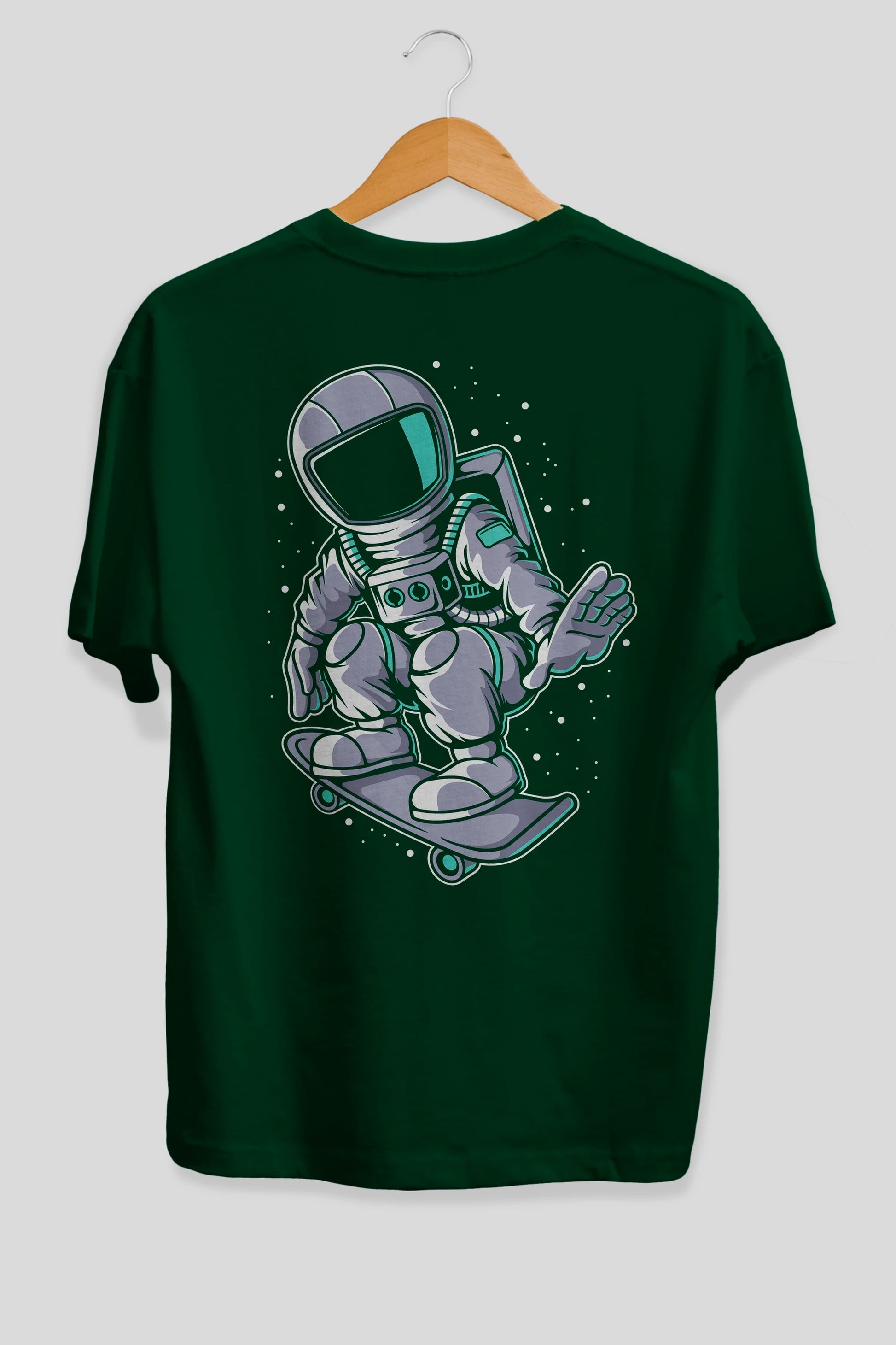 Astronaut Skater Arka Baskılı Oversize t-shirt Erkek Kadın Unisex