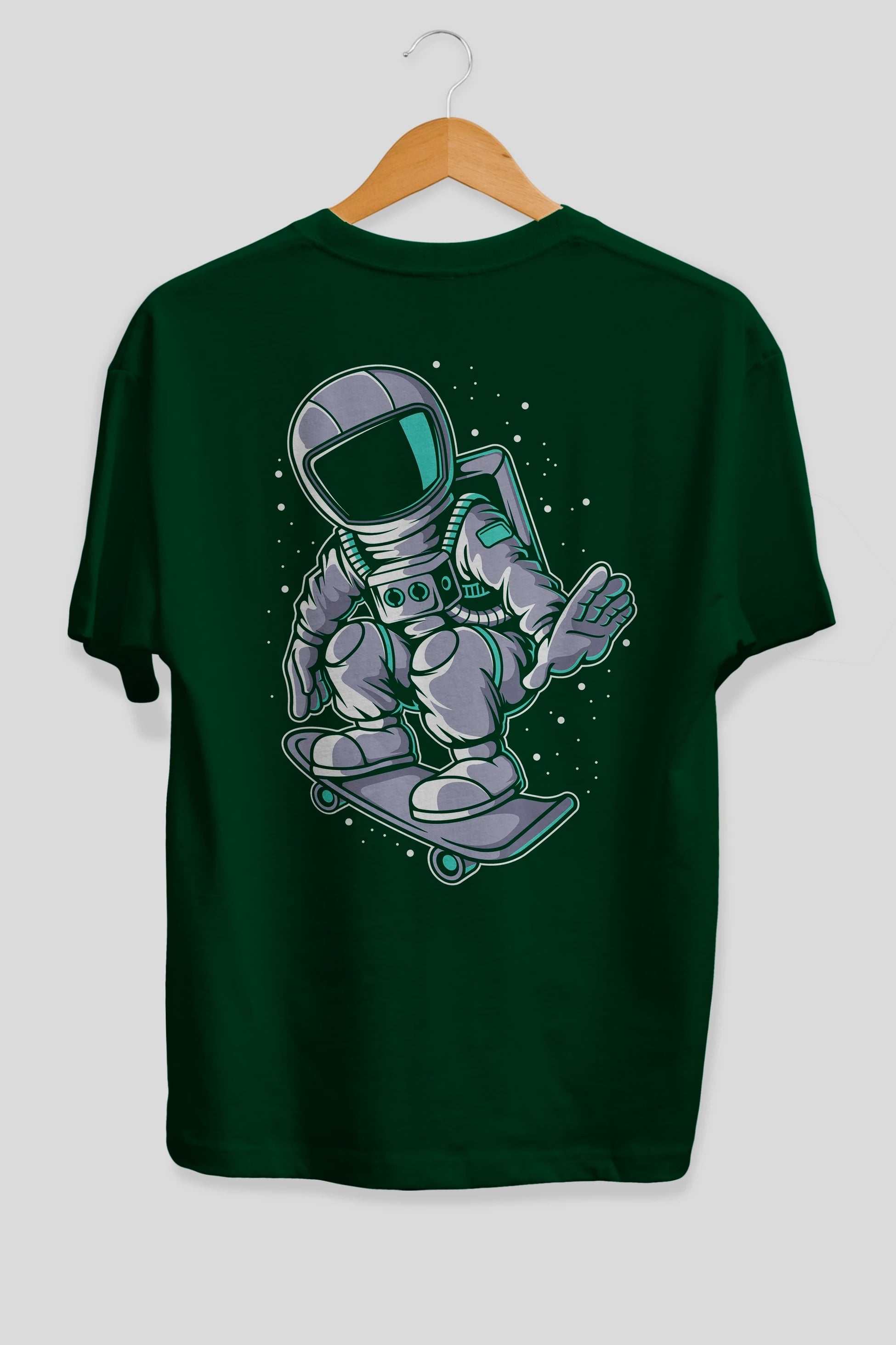 Astronaut Skater Arka Baskılı Oversize t-shirt Erkek Kadın Unisex