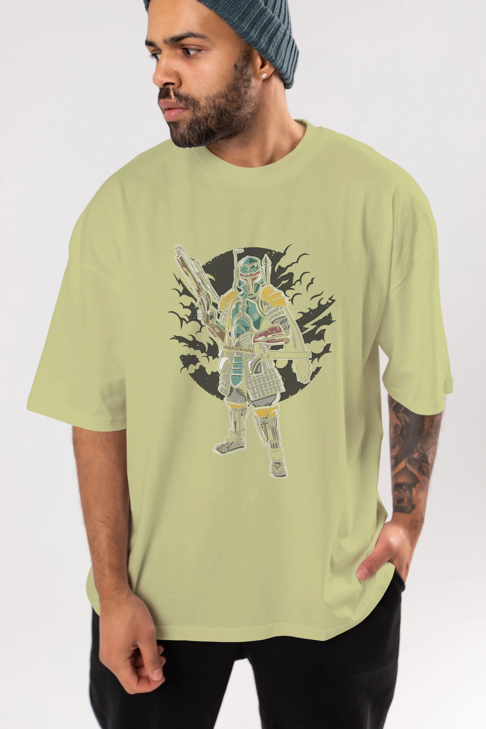 Ronin Hunter Ön Baskılı Oversize t-shirt Erkek Kadın Unisex %100 Pamuk tişort