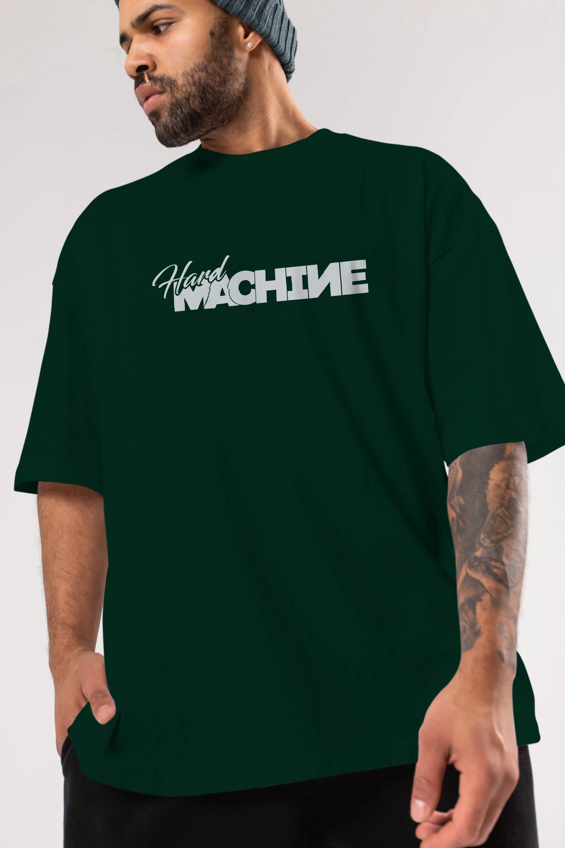 Hard Machine Ön Baskılı Oversize t-shirt %100 pamuk Erkek Kadın Unisex