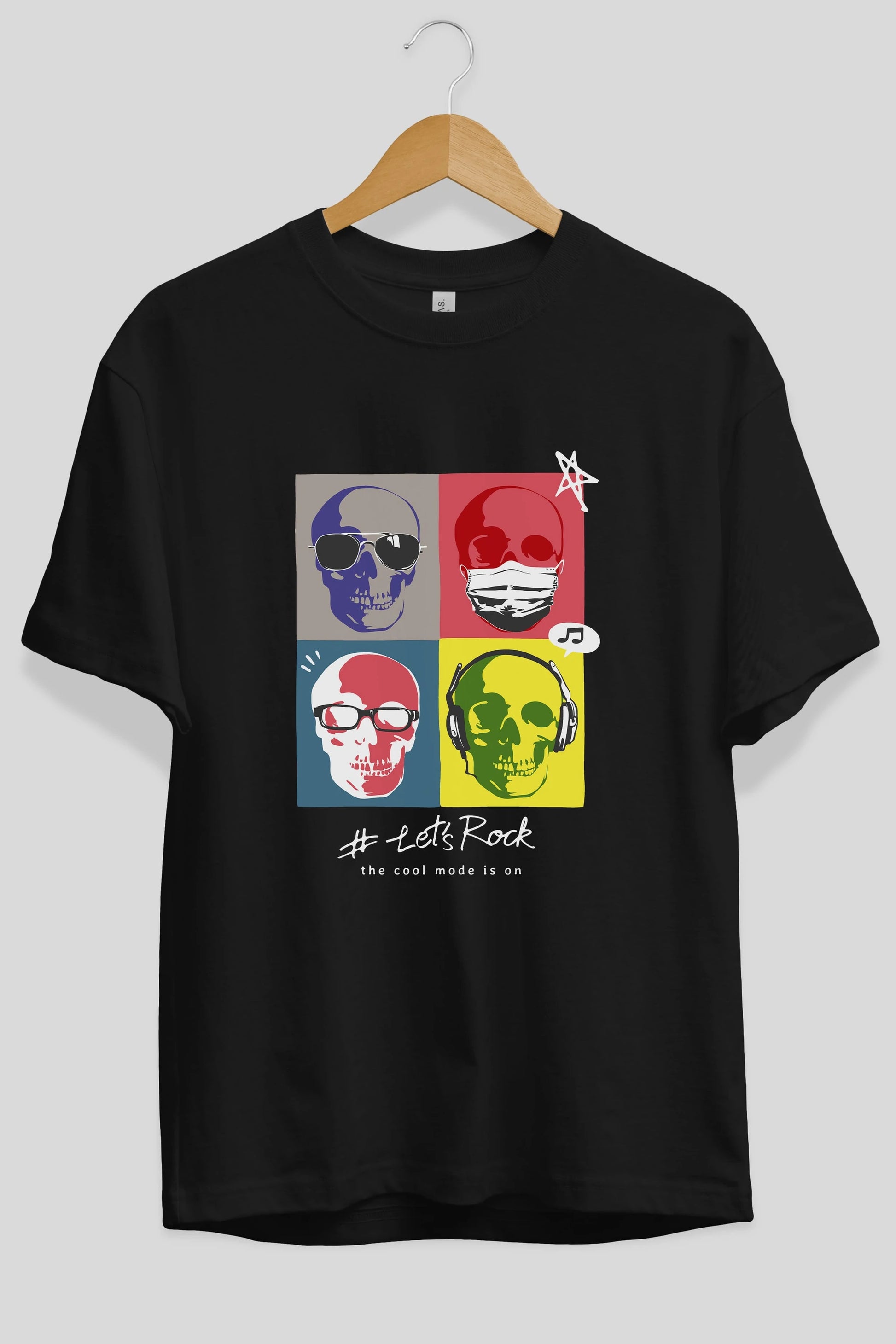 Lets Rock Ön Baskılı Oversize t-shirt Erkek Kadın Unisex
