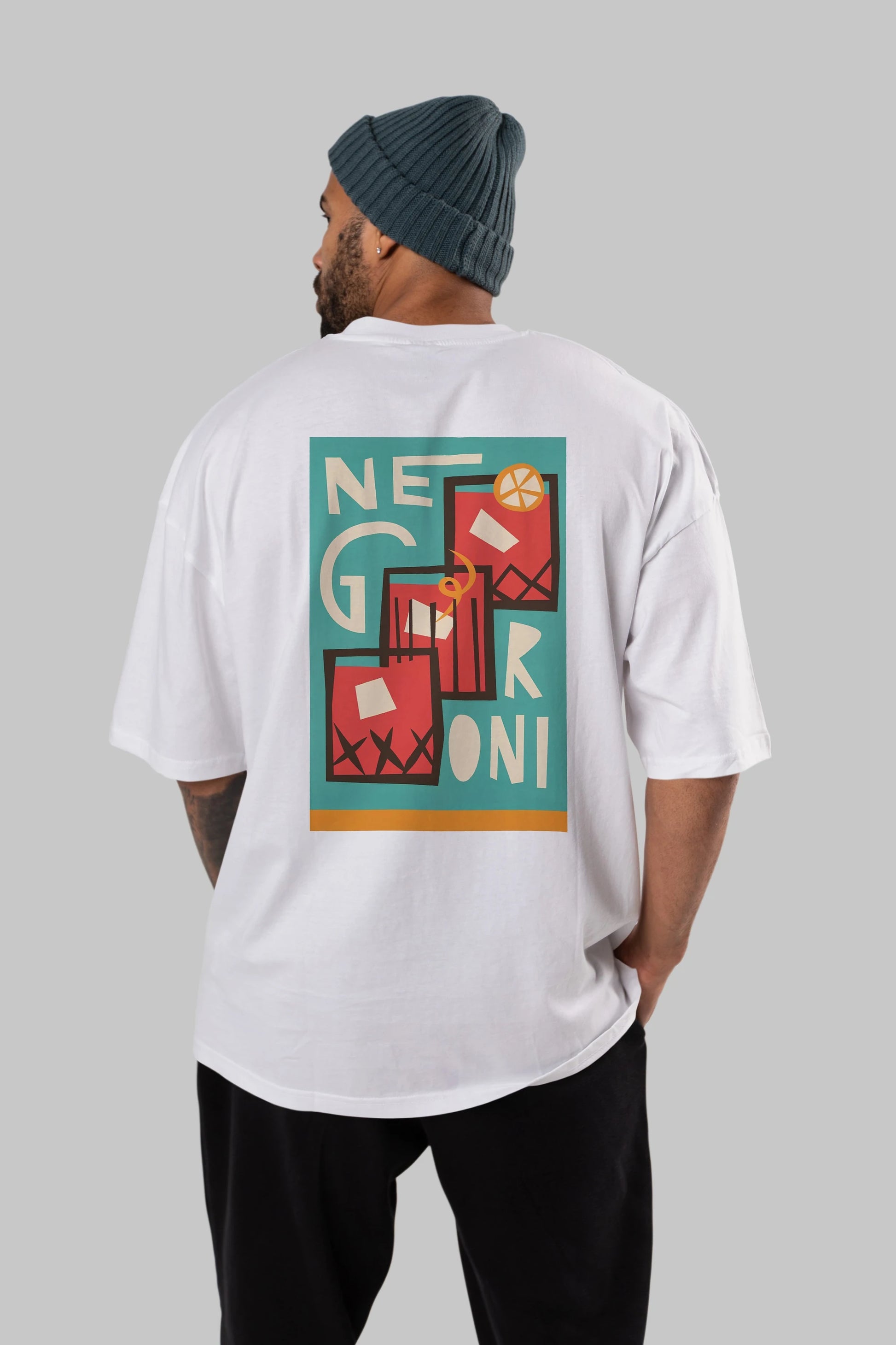 Negroni 3 Arka Baskılı Oversize t-shirt Erkek Kadın Unisex %100 Pamuk Bisiklet Yaka tişort