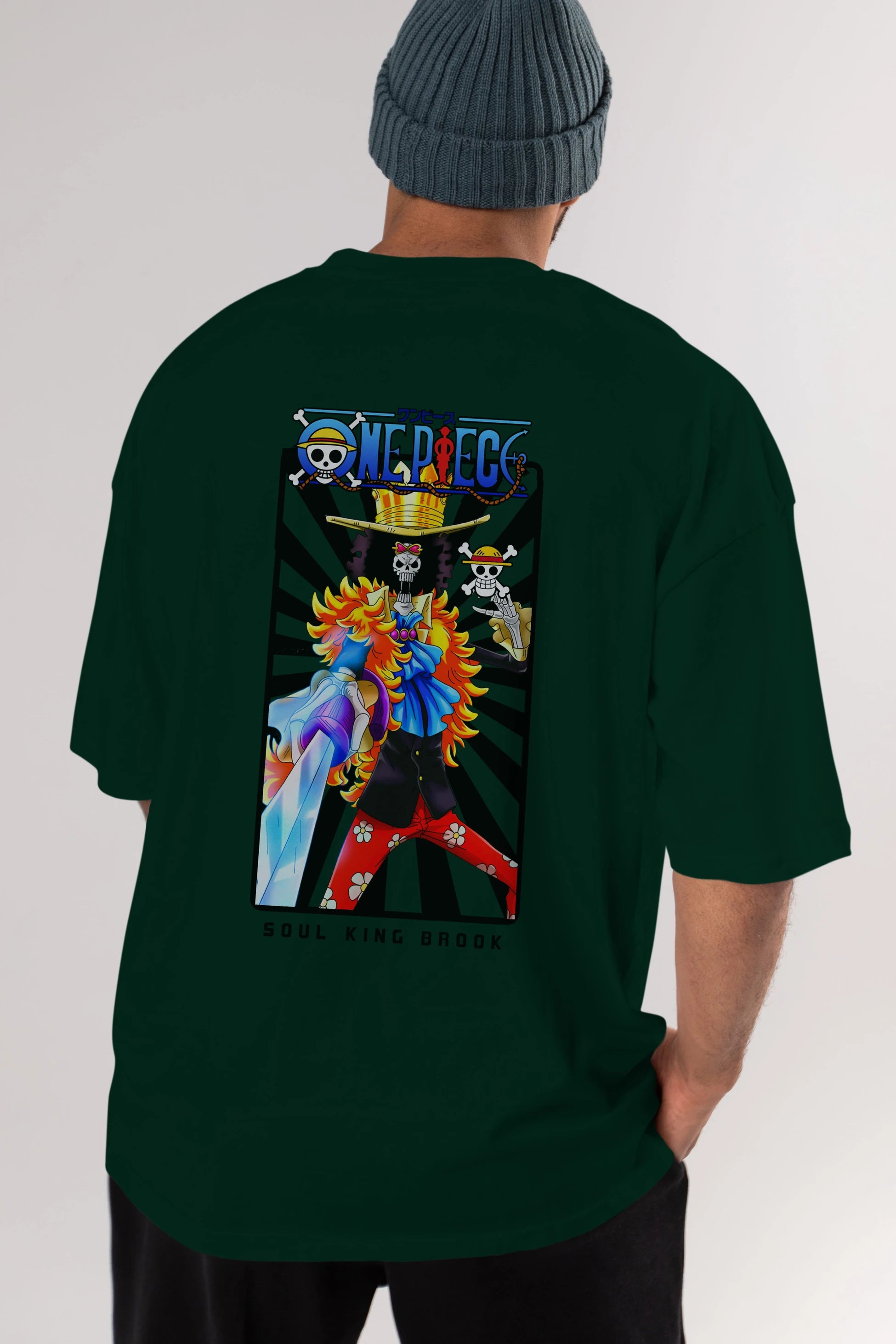 Brook Anime Arka Baskılı Oversize t-shirt Erkek Kadın Unisex %100 pamuk tişort