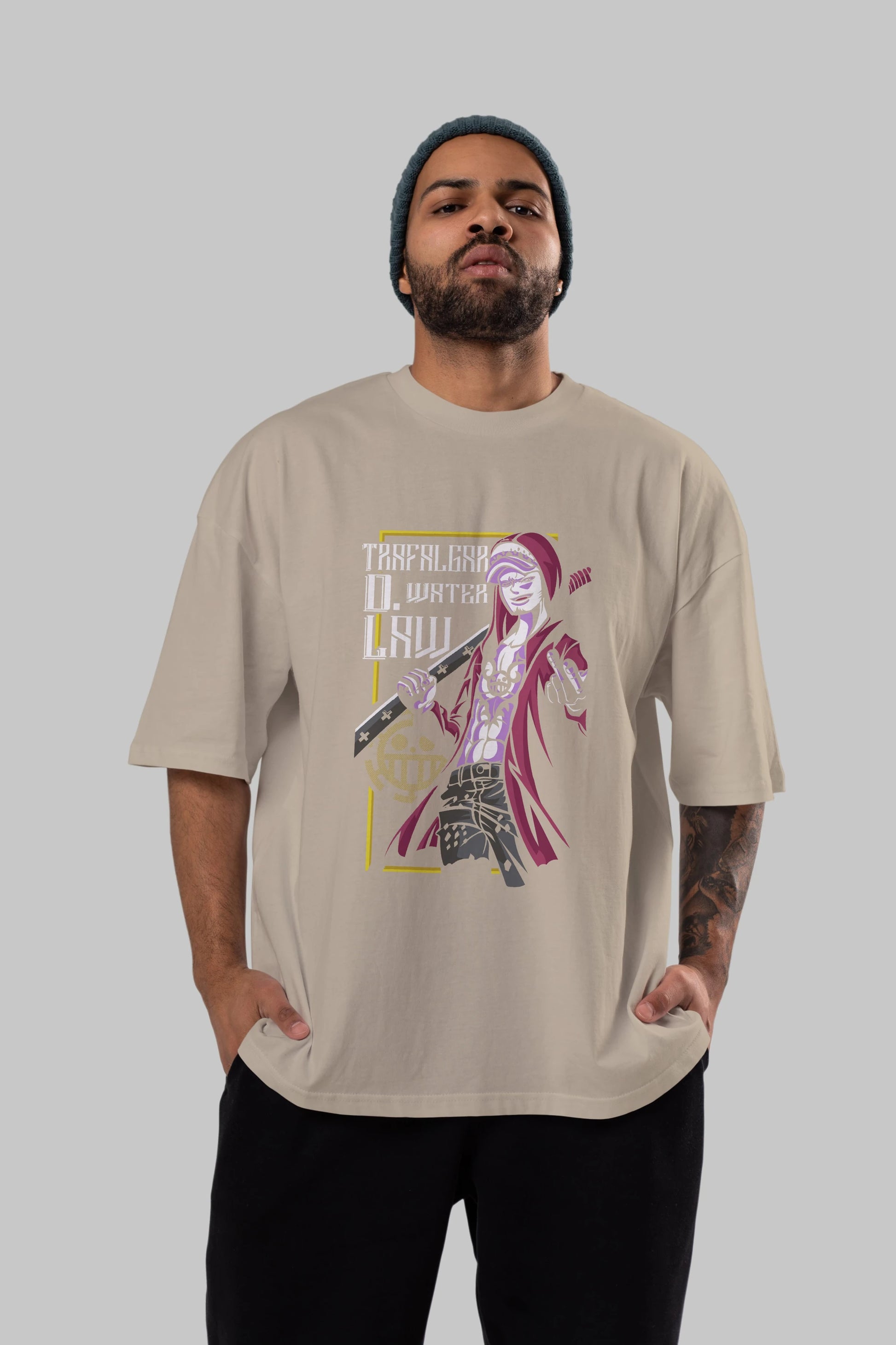 Trafalgar D. Water Law Anime Ön Baskılı Oversize t-shirt Erkek Kadın Unisex