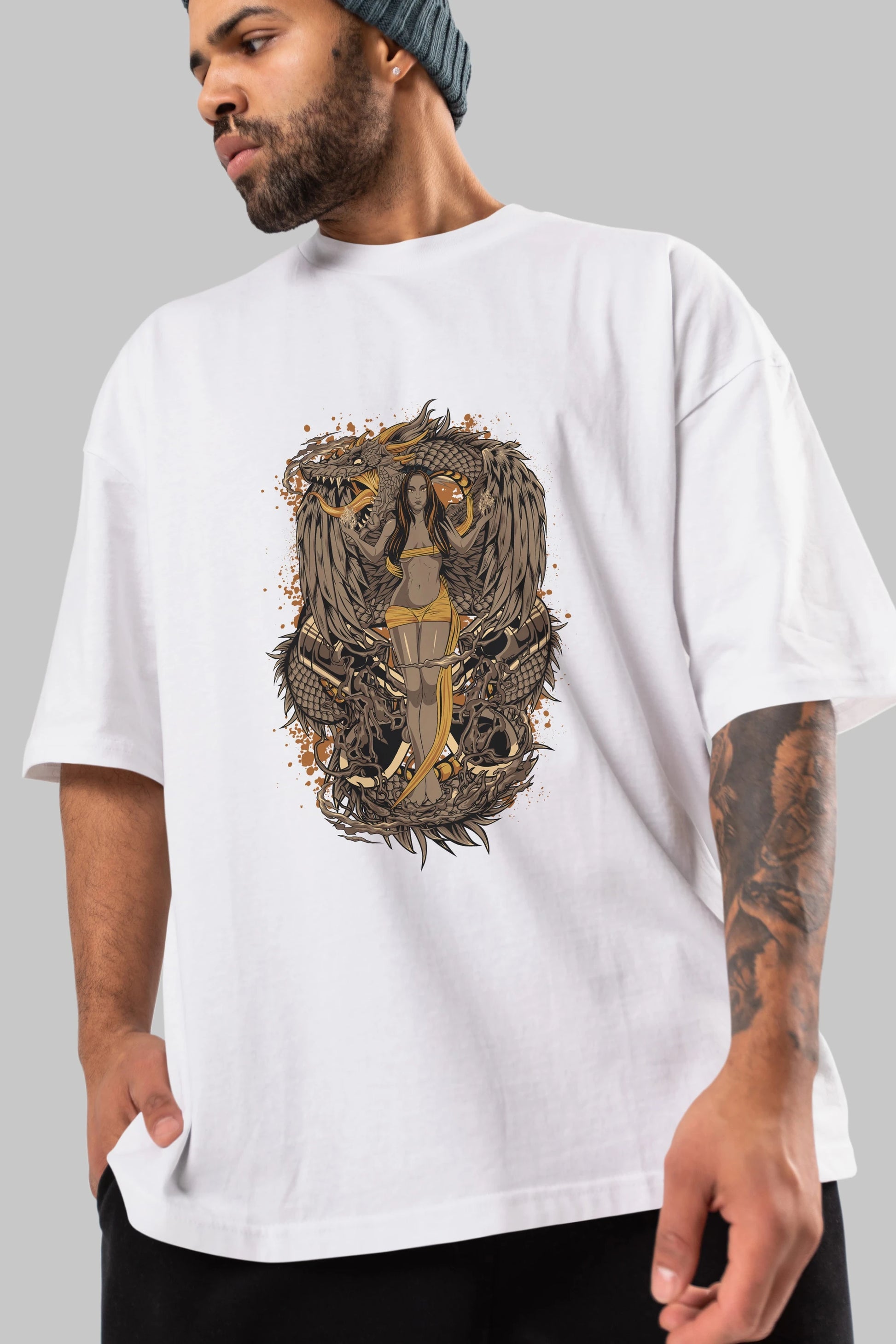 TRIBAL (3) Anime Ön Baskılı Oversize t-shirt %100 pamuk Erkek Kadın Unisex