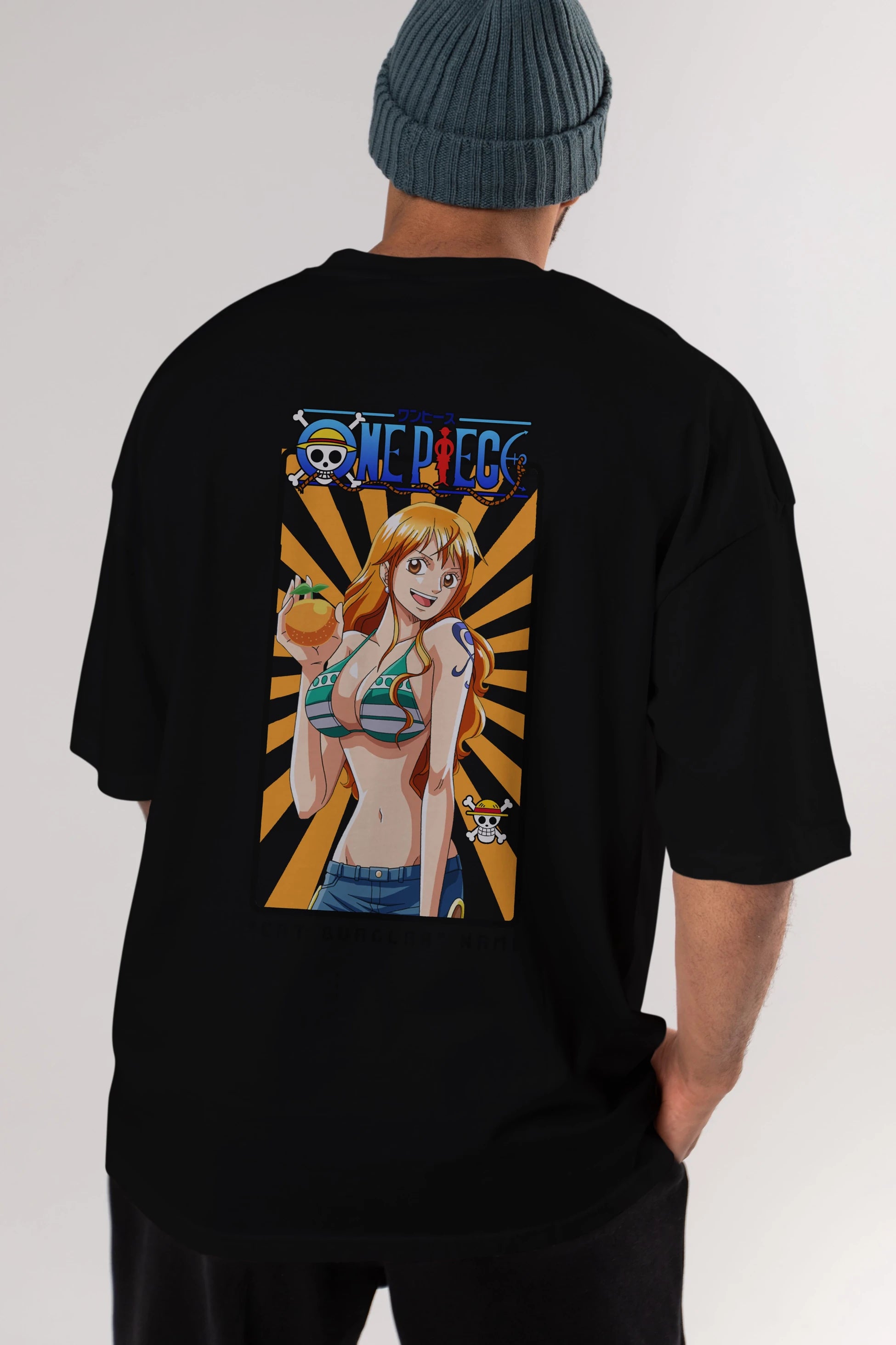 Nami Anime Arka Baskılı Oversize t-shirt Erkek Kadın Unisex %100 pamuk tişort